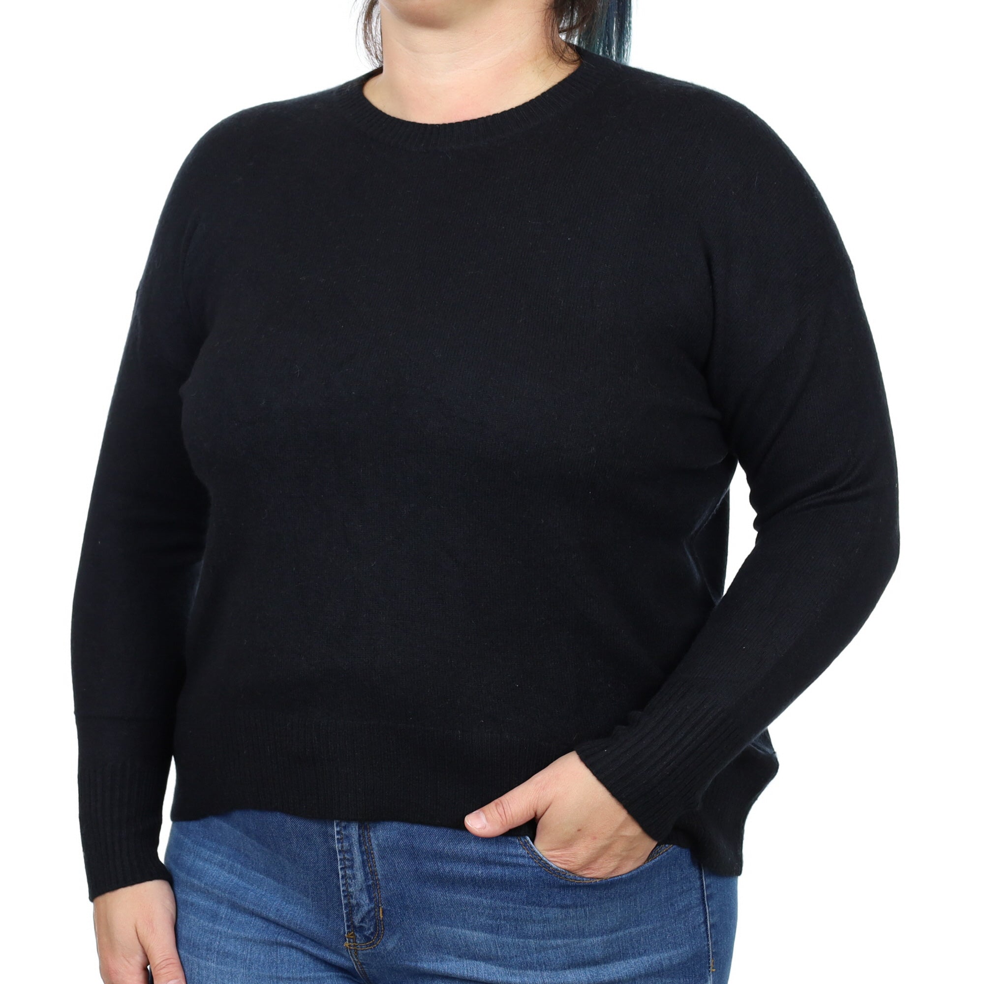 Black Cashmere Crew Neck Jumper Large