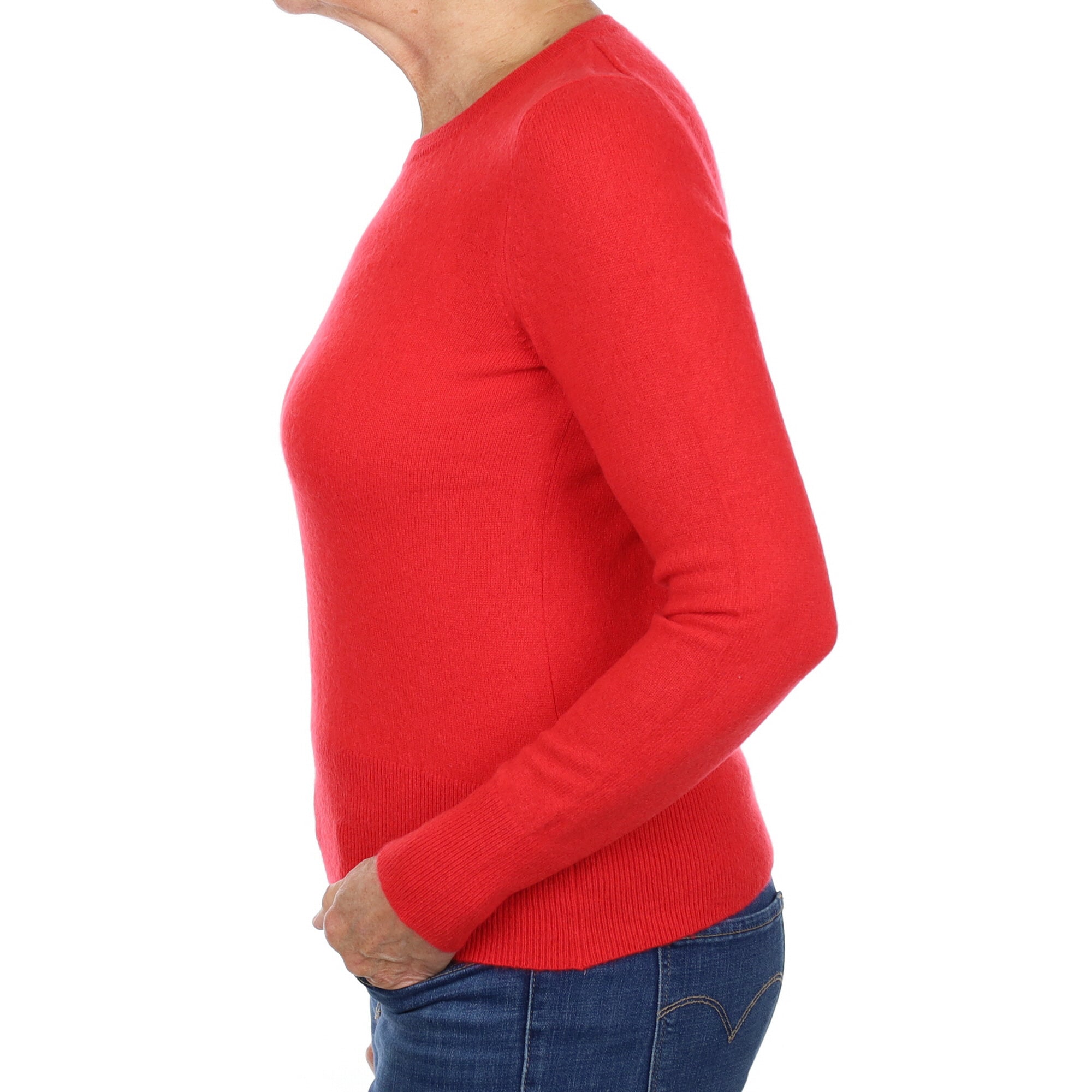 Berry Red Cashmere Crew Neck Jumper Medium