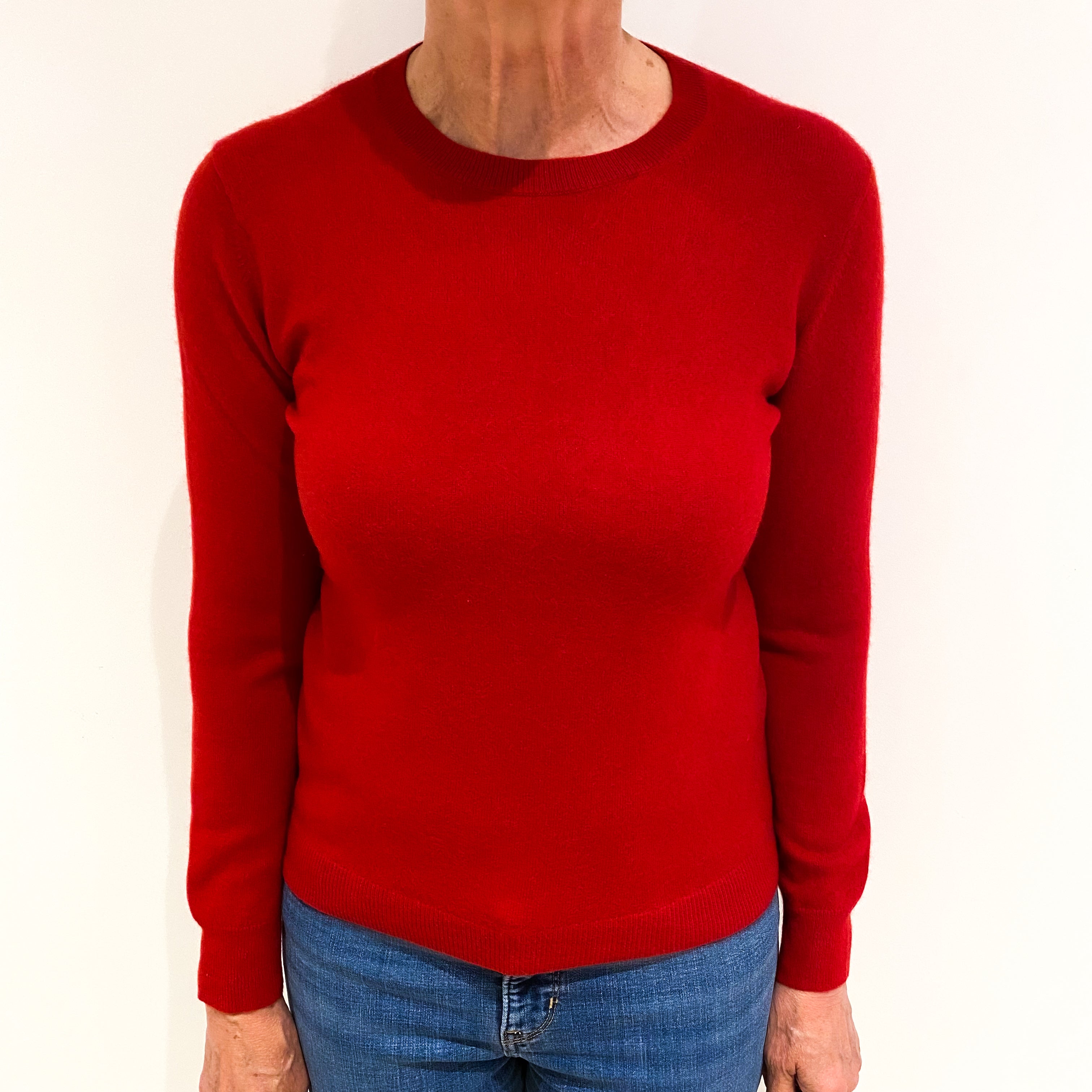 Post Box Red Cashmere Crew Neck Jumper Medium