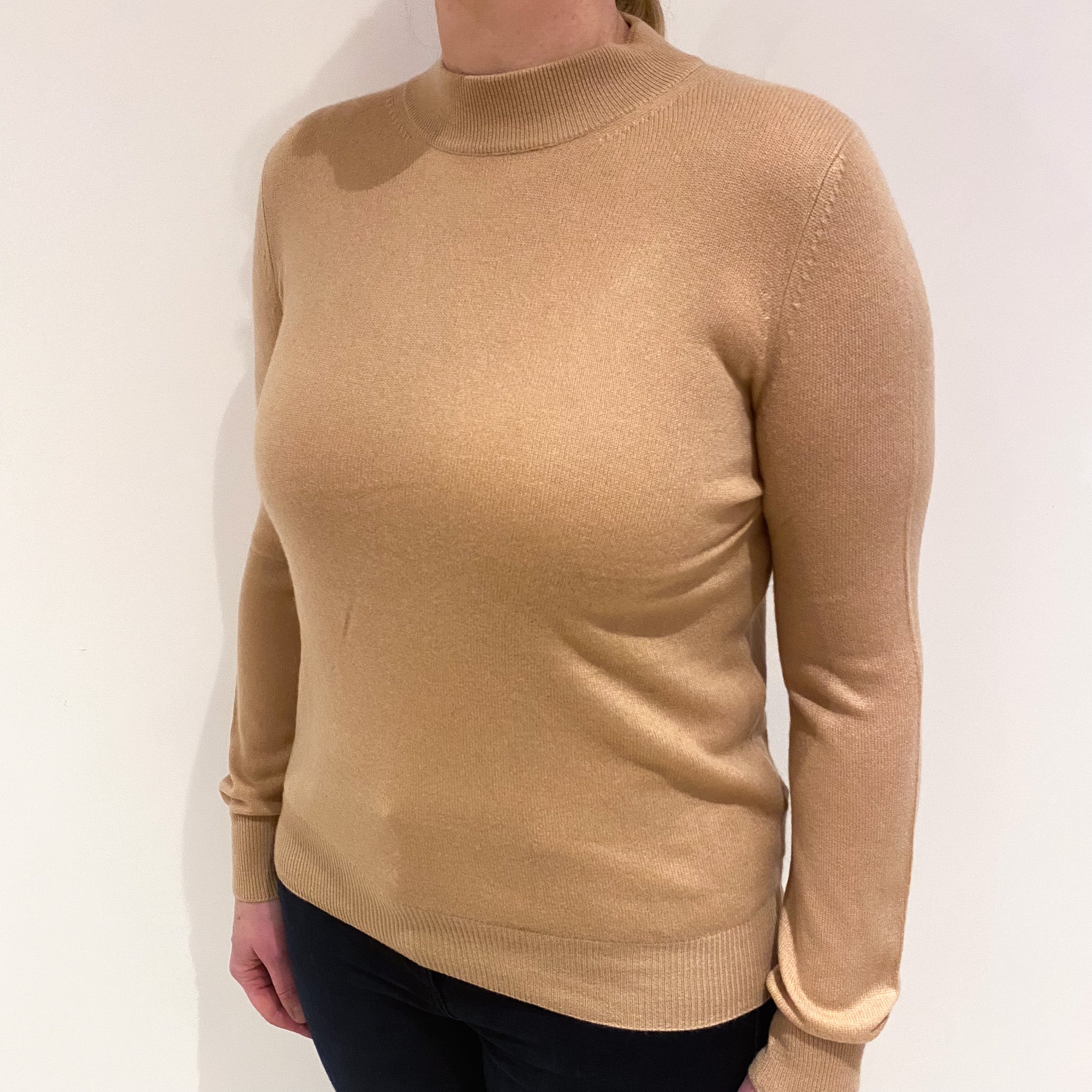 Caramel Brown Cashmere Turtle Neck Jumper Large