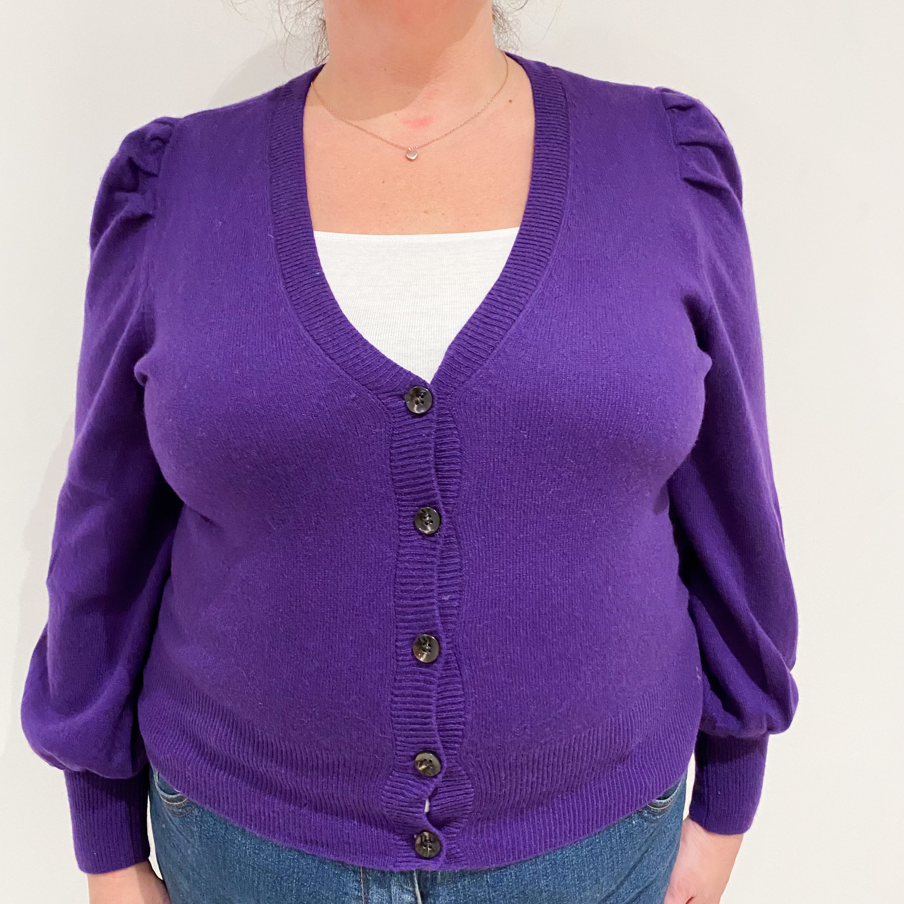 Iris Purple Cashmere V-Neck Cardigan Extra Large