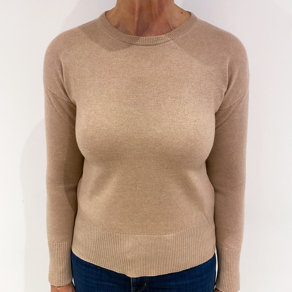 Beige Cashmere Crew Neck Jumper Medium