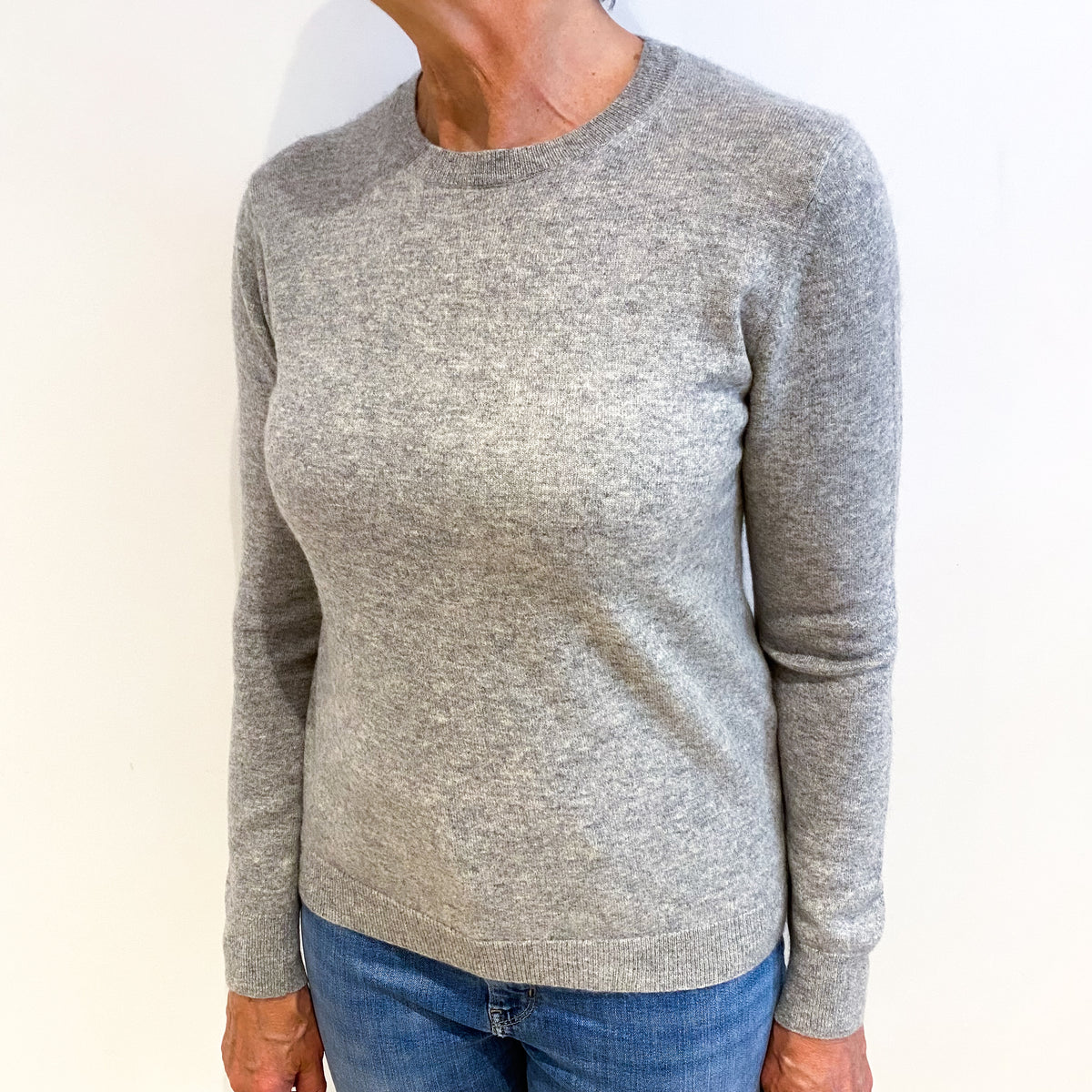 Smoke Grey Cashmere Crew Neck Jumper Medium