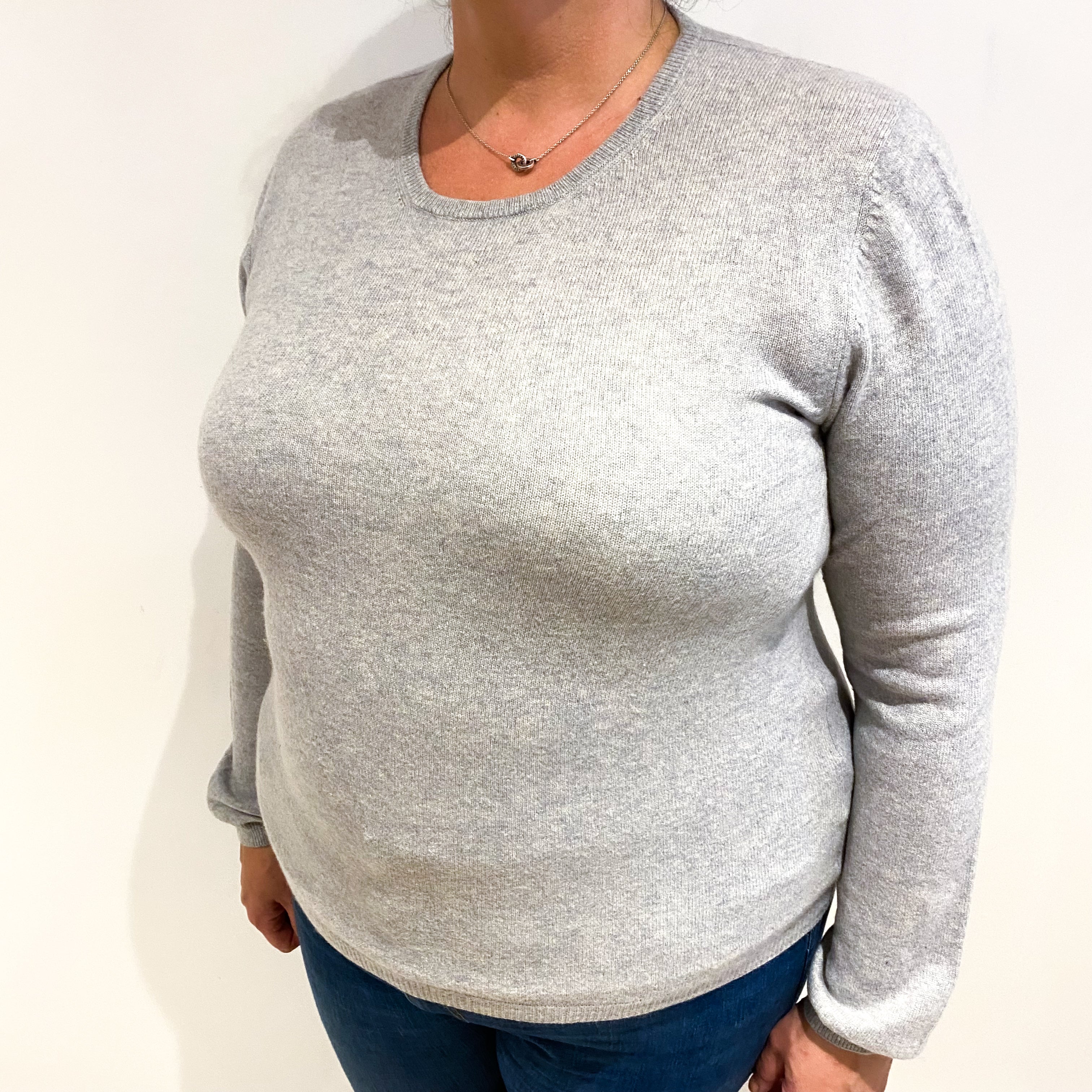 Mist Grey Cashmere Crew Neck Jumper Extra Large