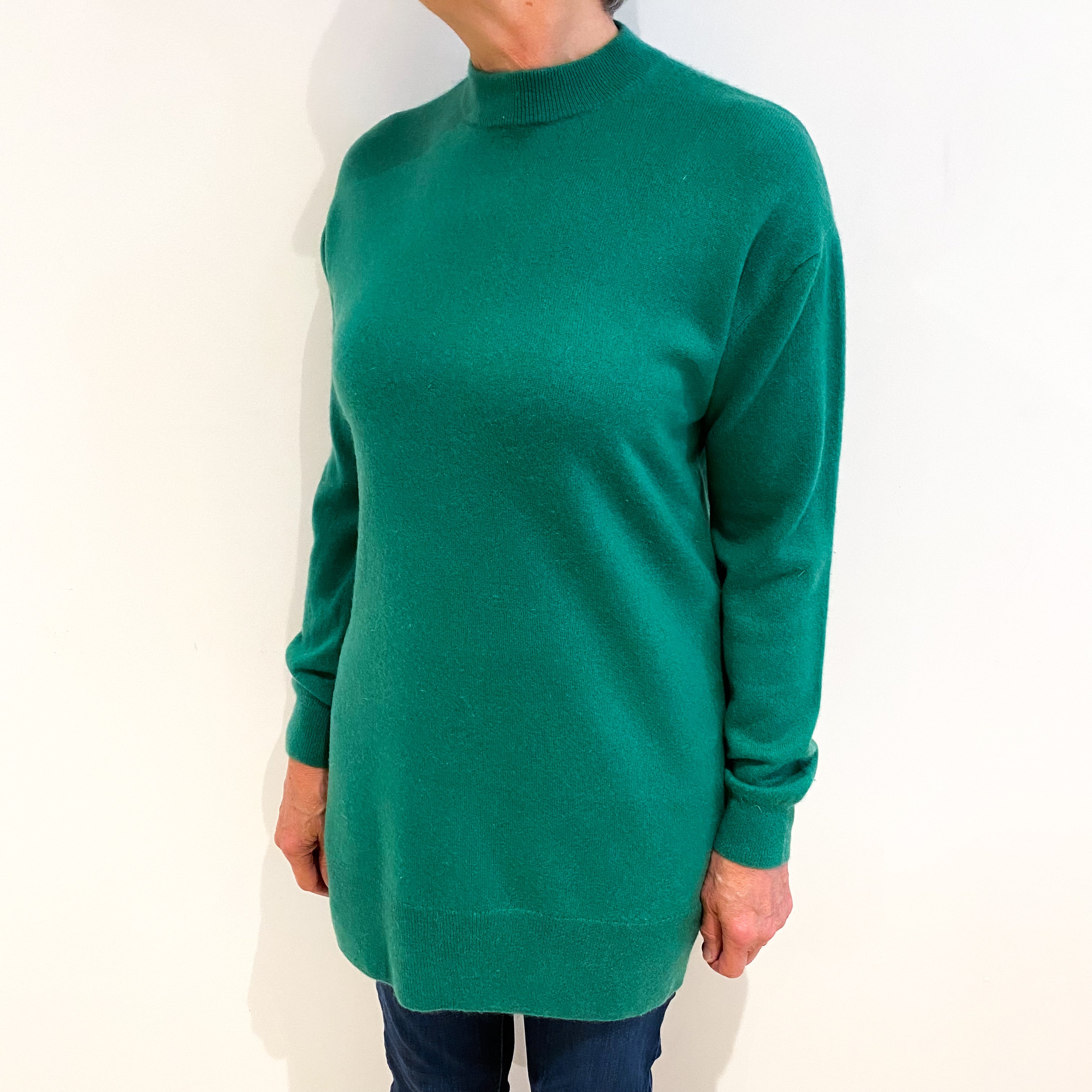 Kelly Green Cashmere Turtle Neck Tunic Medium