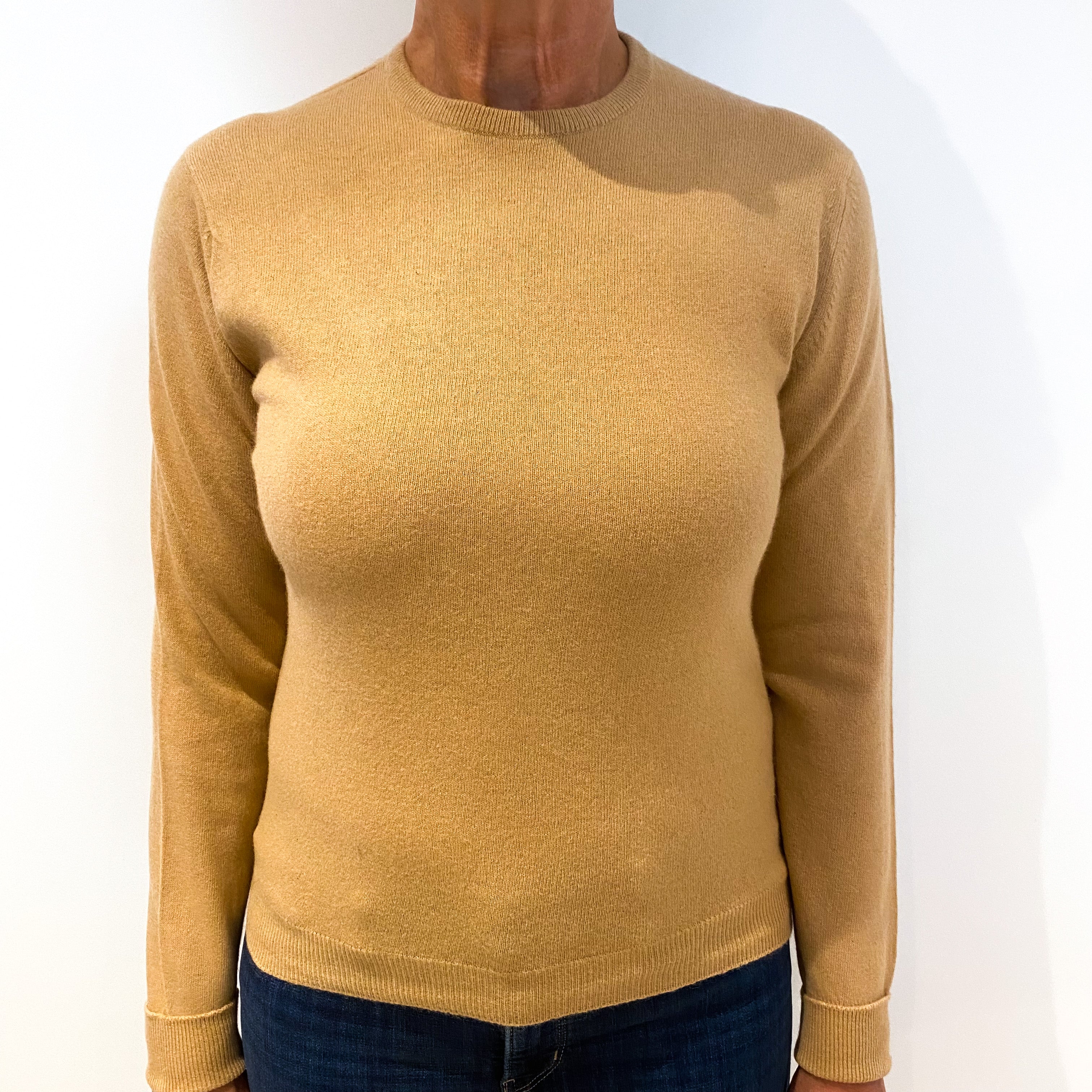 Honey Beige Cashmere Crew Neck Jumper Medium