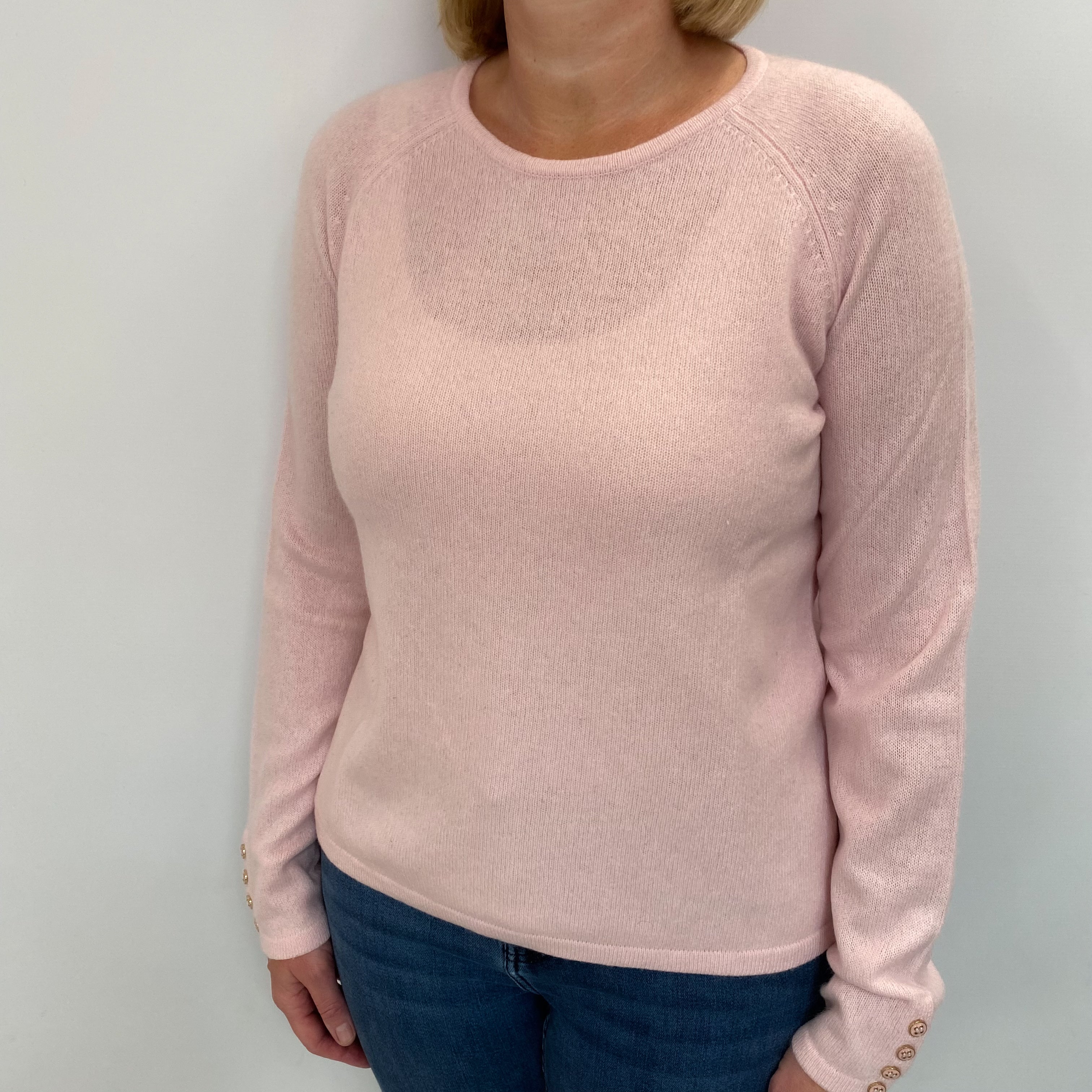 Ice Pink Cashmere Crew Neck Jumper Large
