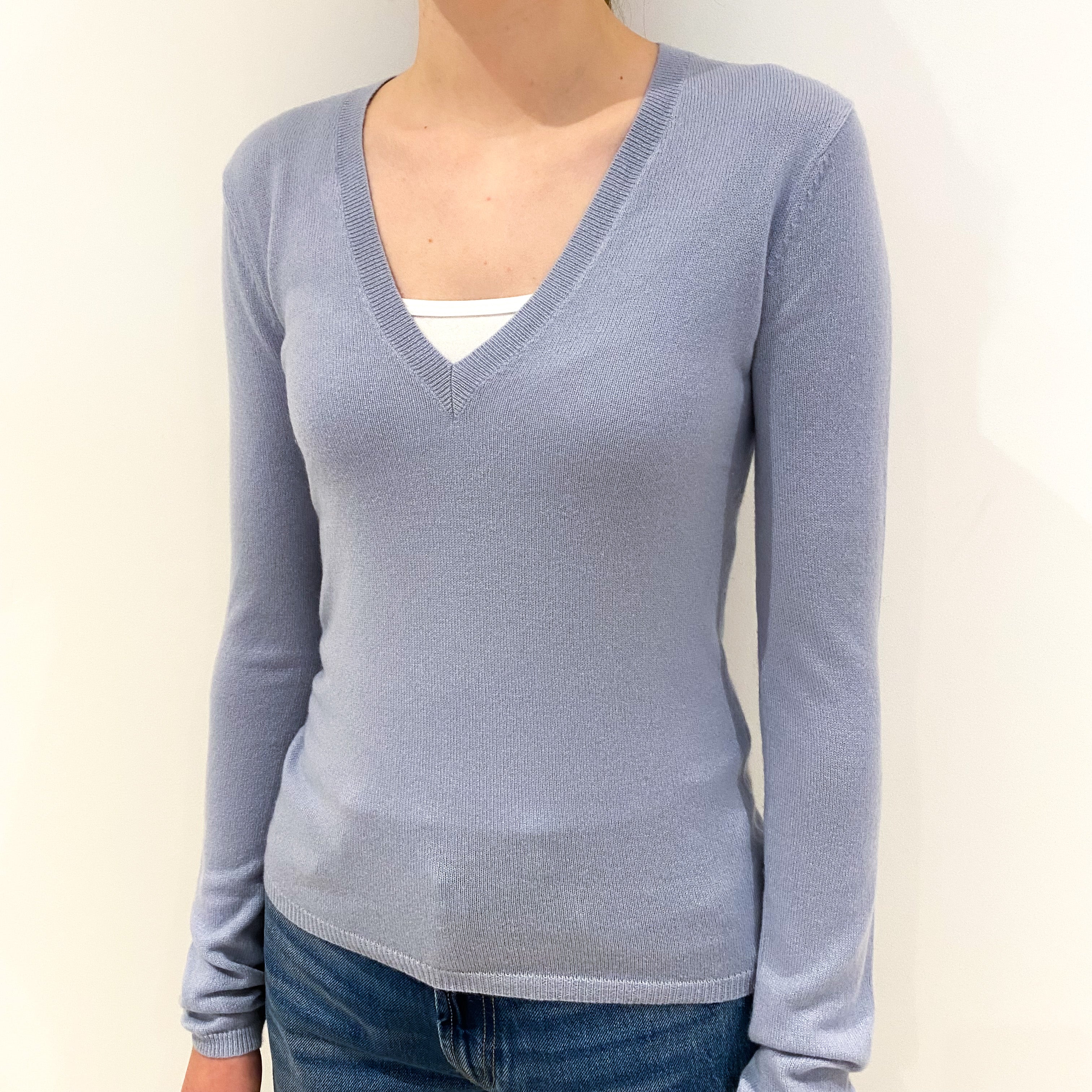 Sky Blue Cashmere V-Neck Jumper Extra Small