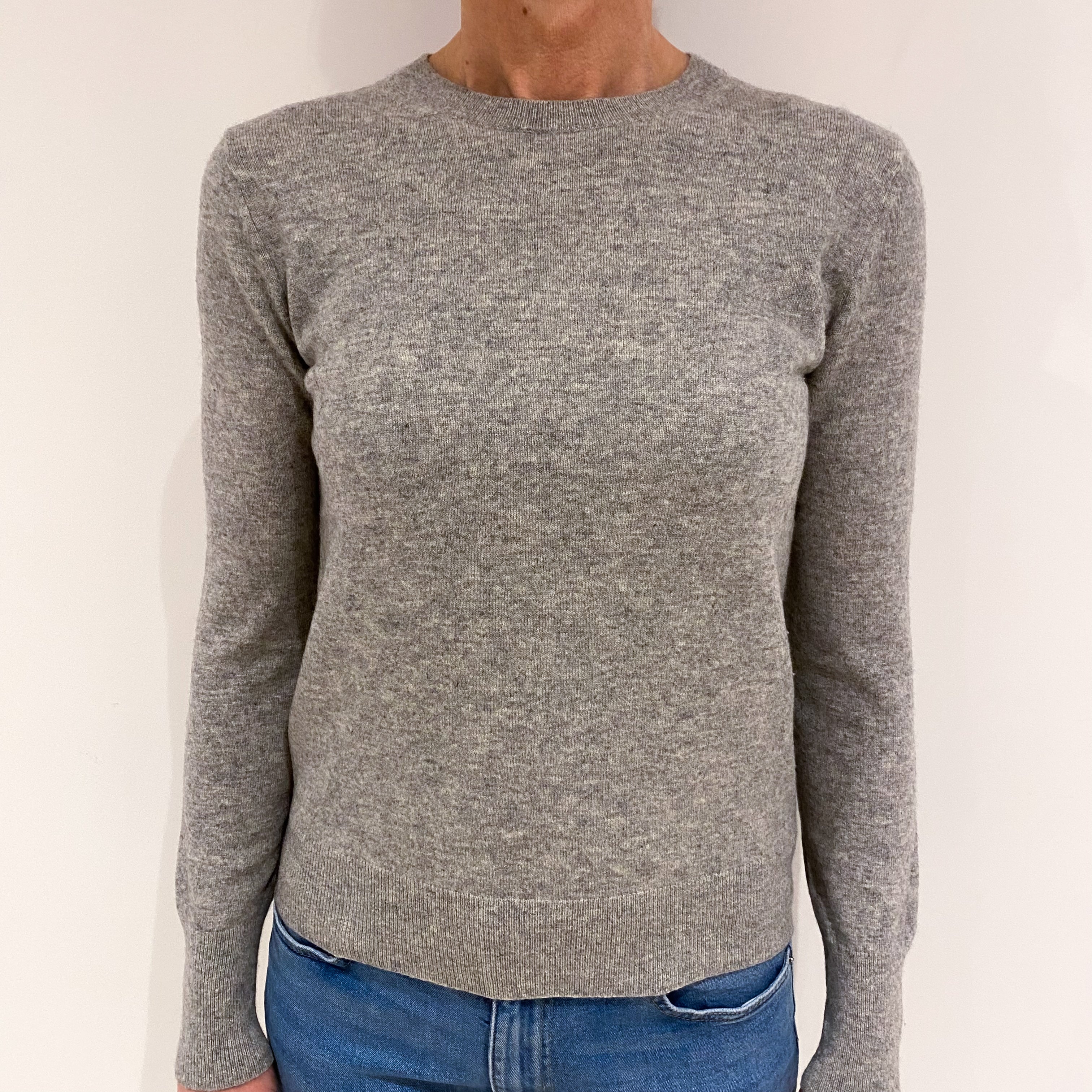 Smoke Grey Cashmere Crew Neck Jumper Small