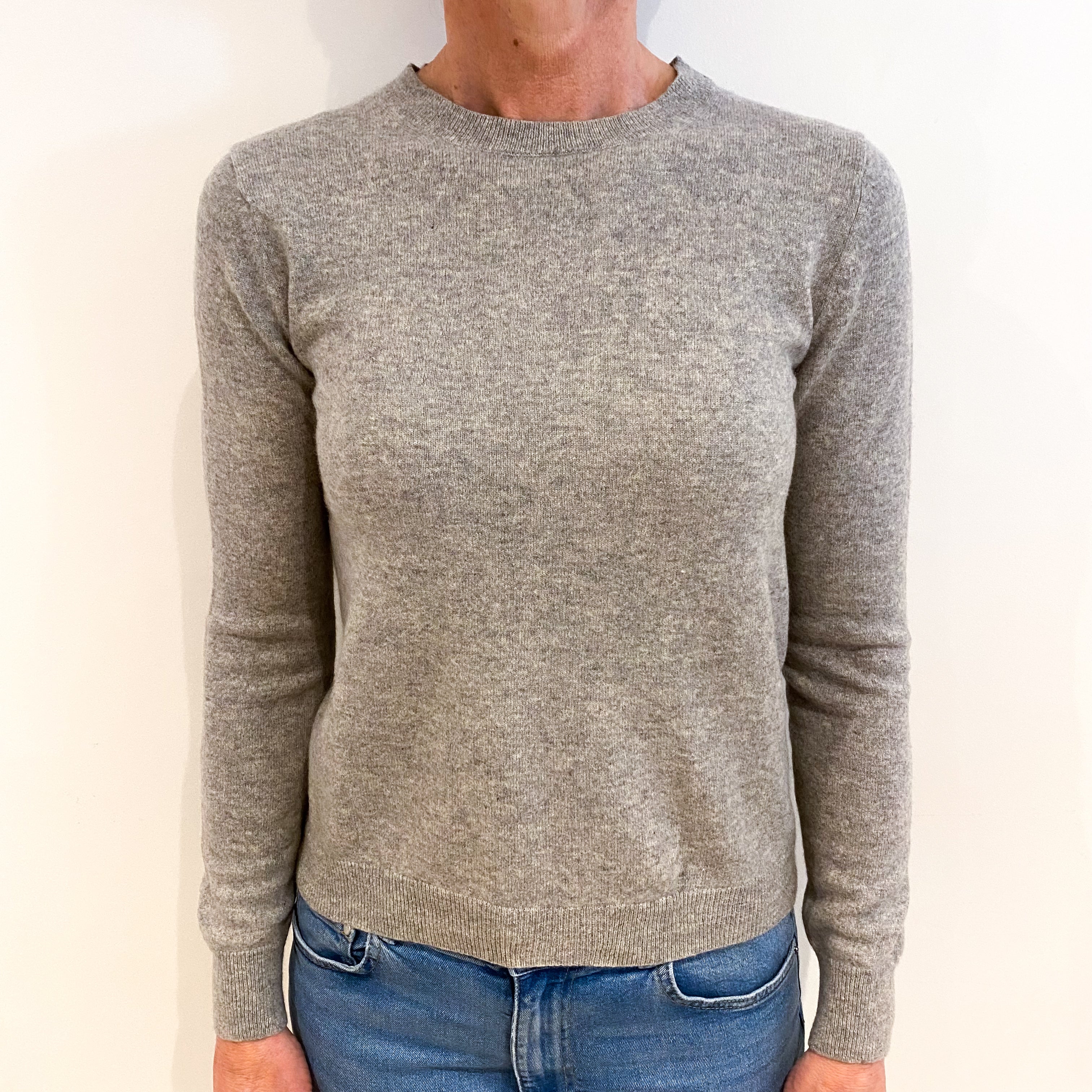 Smoke Grey Cashmere Crew Neck Jumper Small
