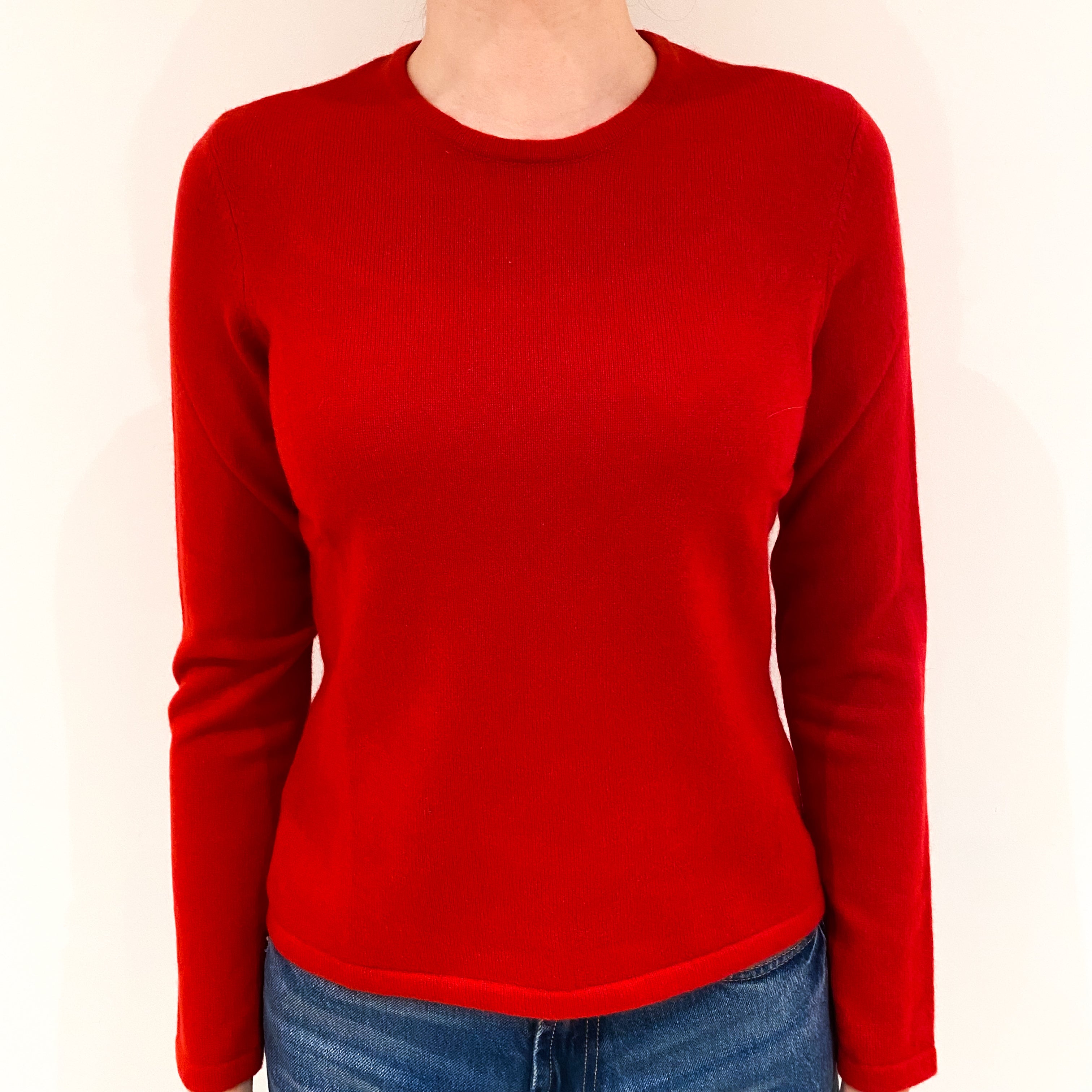 Scarlet Red Cashmere Crew Neck Jumper Extra Small