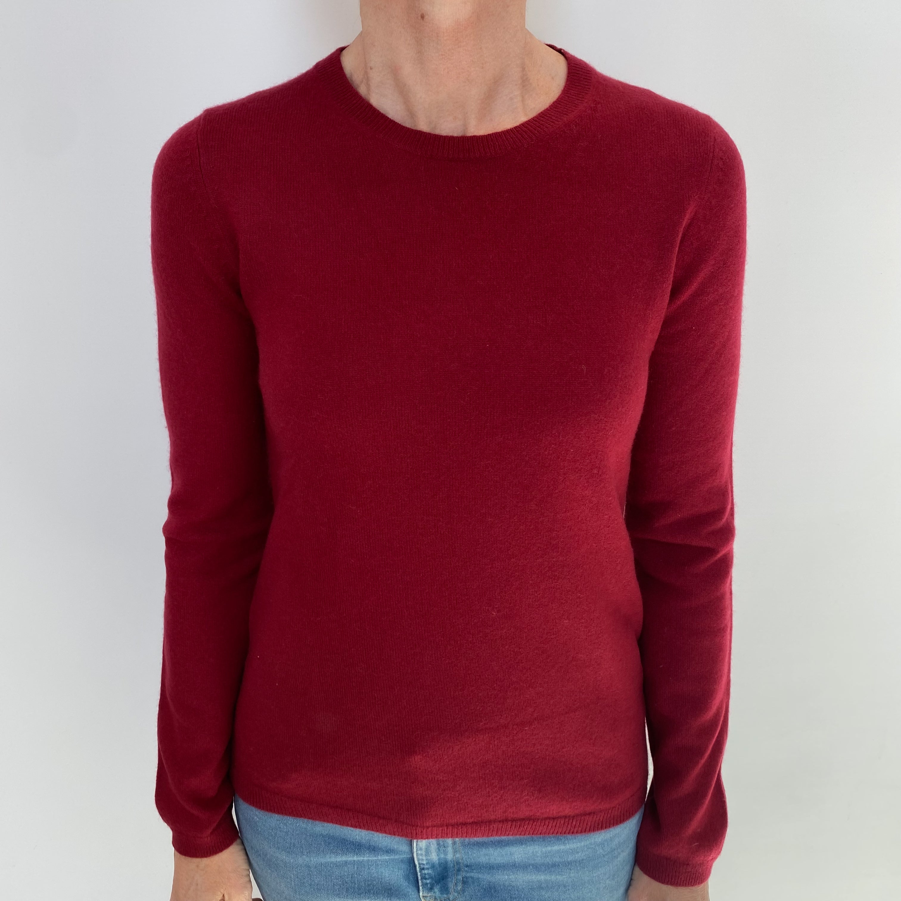 Crimson Red Cashmere Crew Neck Jumper Small