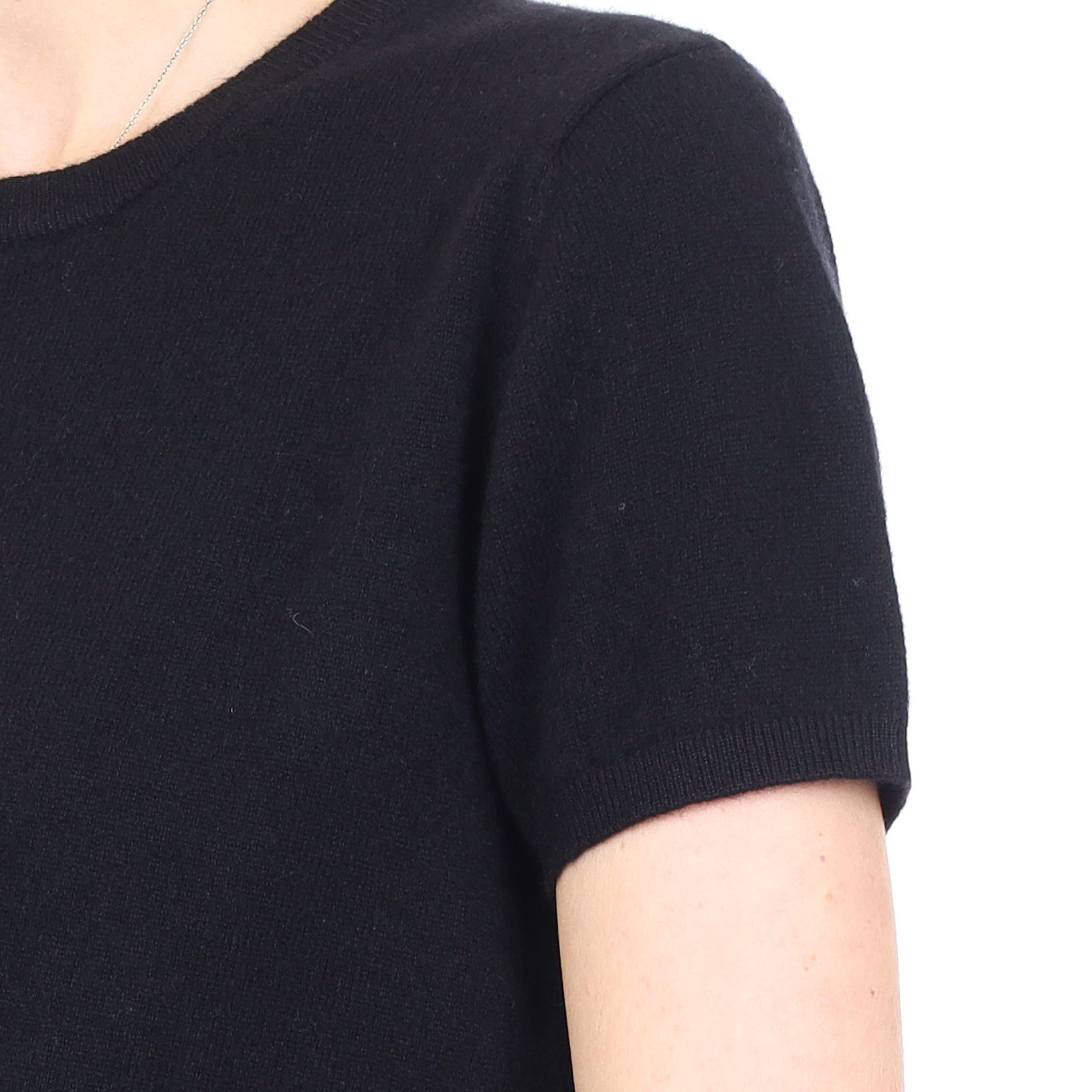 Brand New Black Cashmere Crew Neck T-Shirt Medium UK 12-14