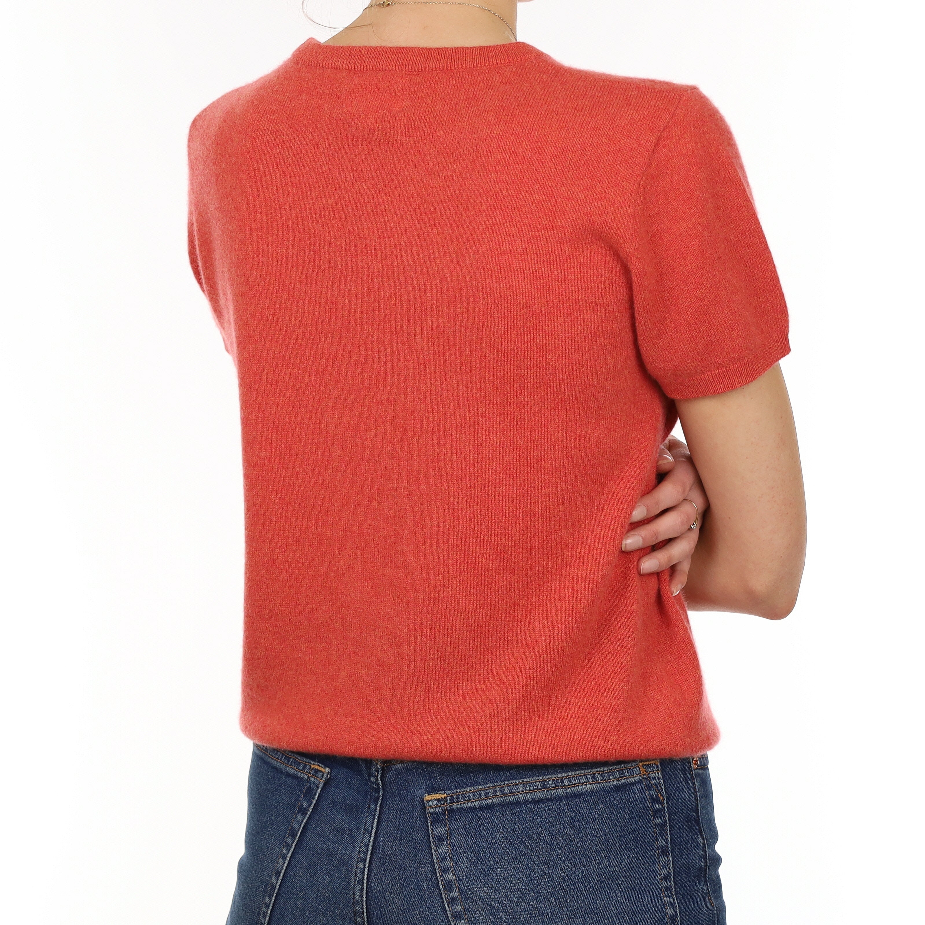 Brand New Watermelon Orange Cashmere Crew Neck T-Shirt Small UK 8-10