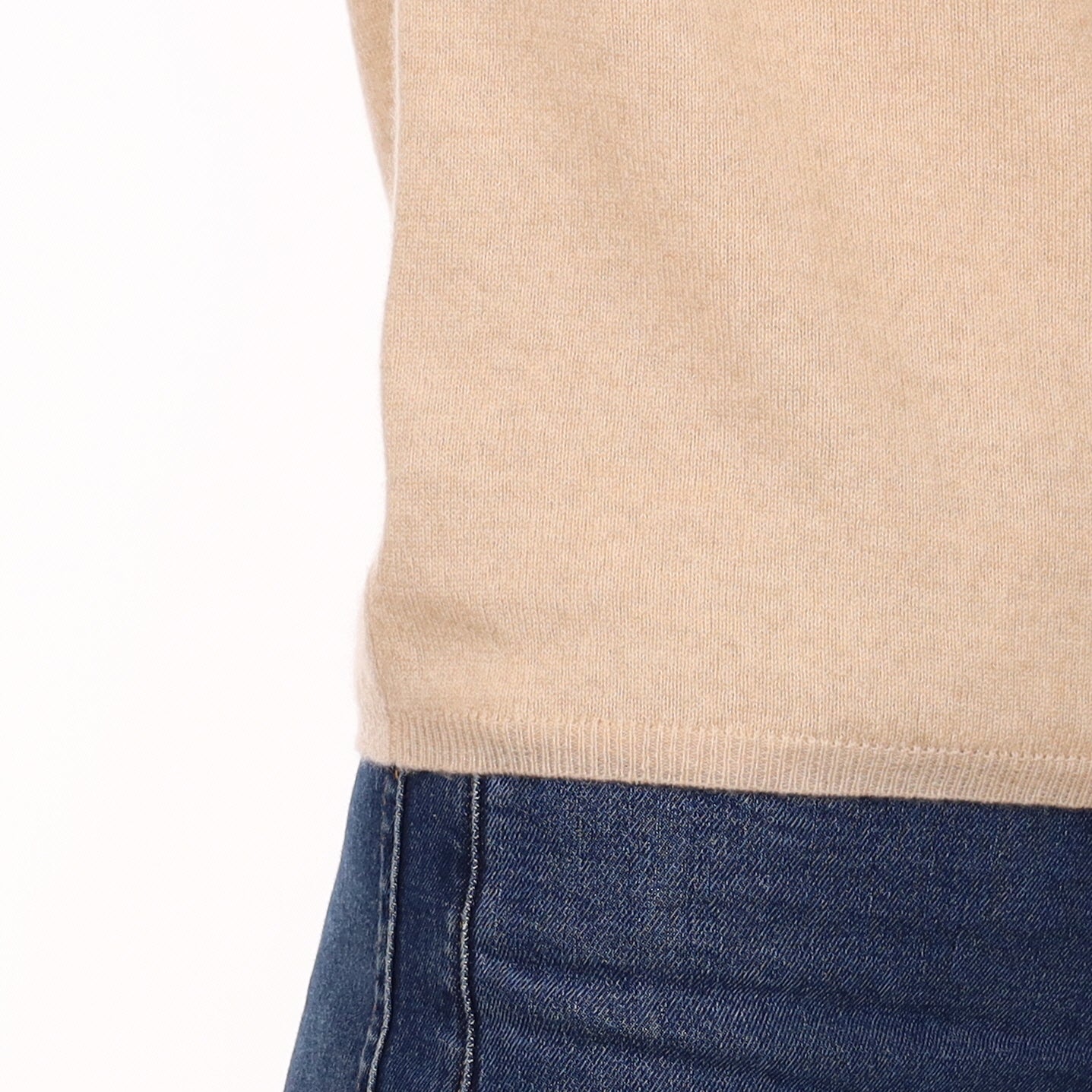 Brand New Sand Beige Cashmere Crew Neck T-Shirt Large UK 16-18