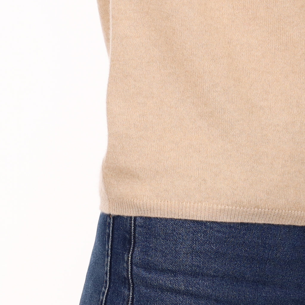Brand New Sand Beige Cashmere Crew Neck T-Shirt Extra Large UK 20-22