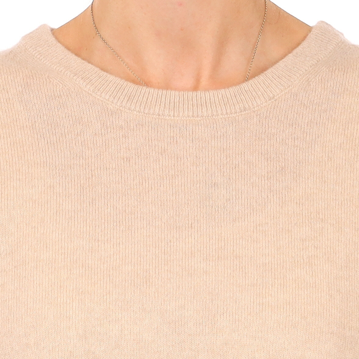 Brand New Sand Beige Cashmere Crew Neck T-Shirt Small UK 8-10