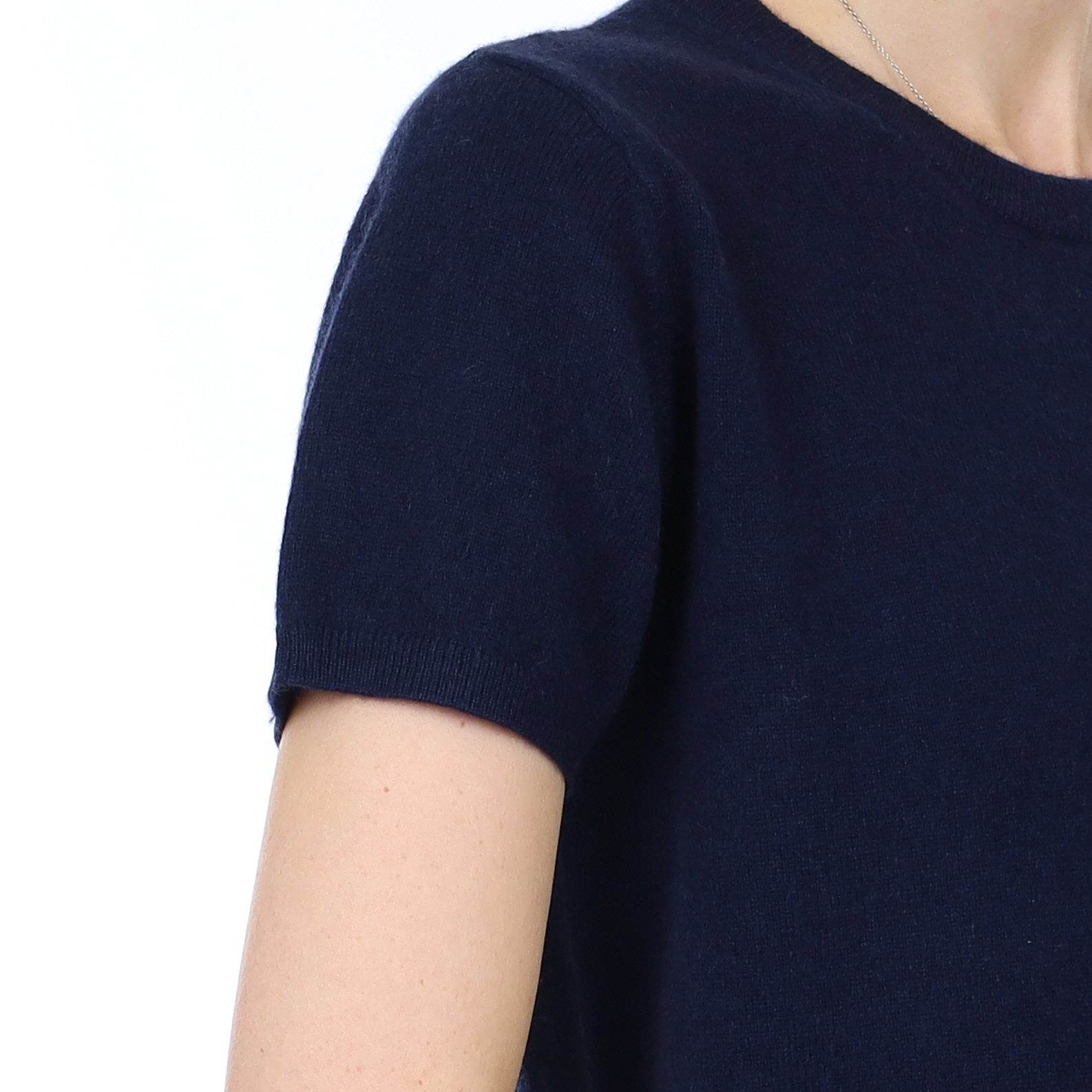 Brand New Navy Cashmere Crew Neck T-Shirt Large UK 16-18