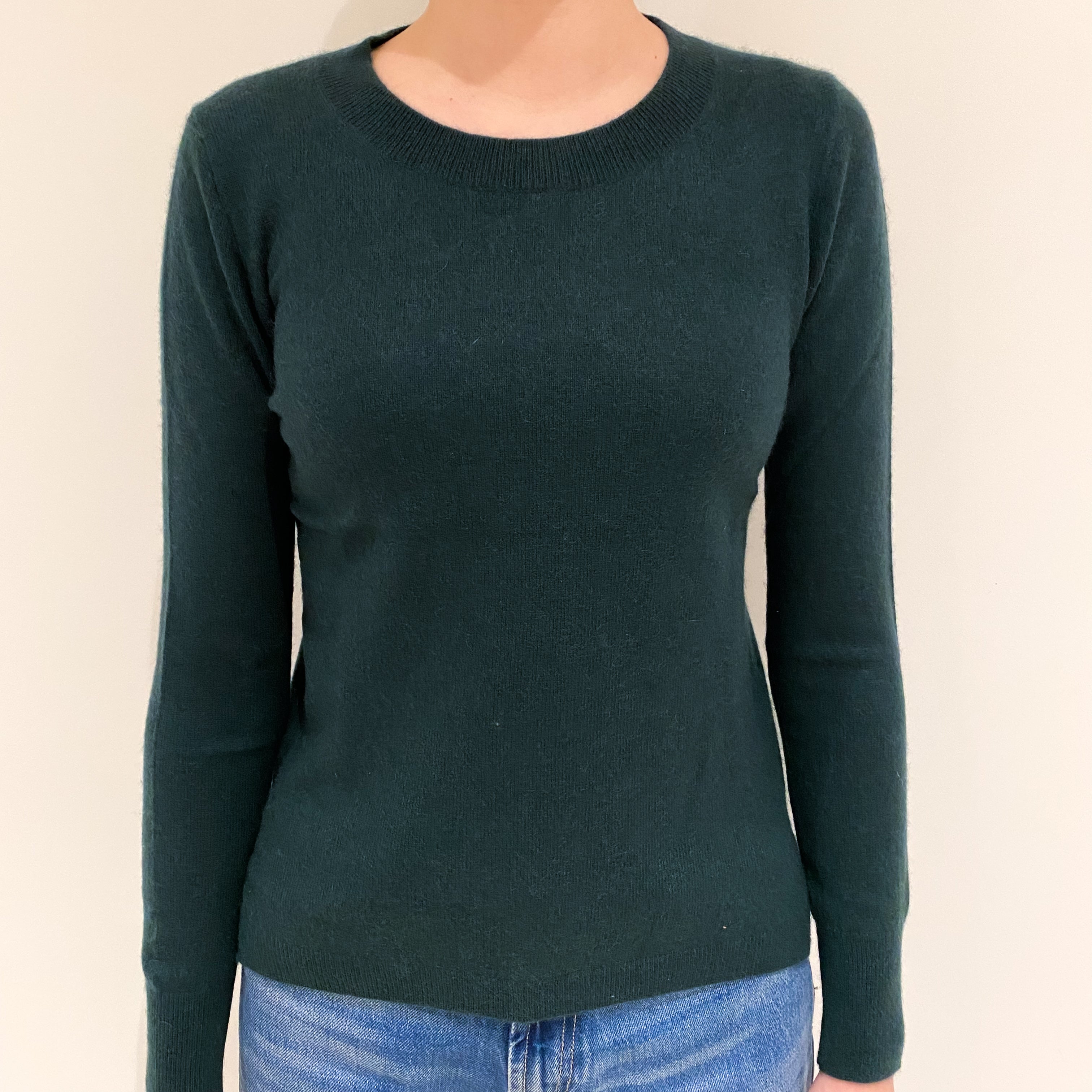 Bottle Green Cashmere Crew Neck Jumper Extra Small