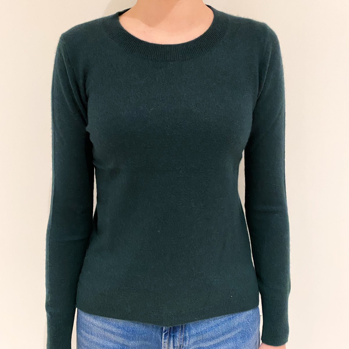 Bottle Green Cashmere Crew Neck Jumper Extra Small