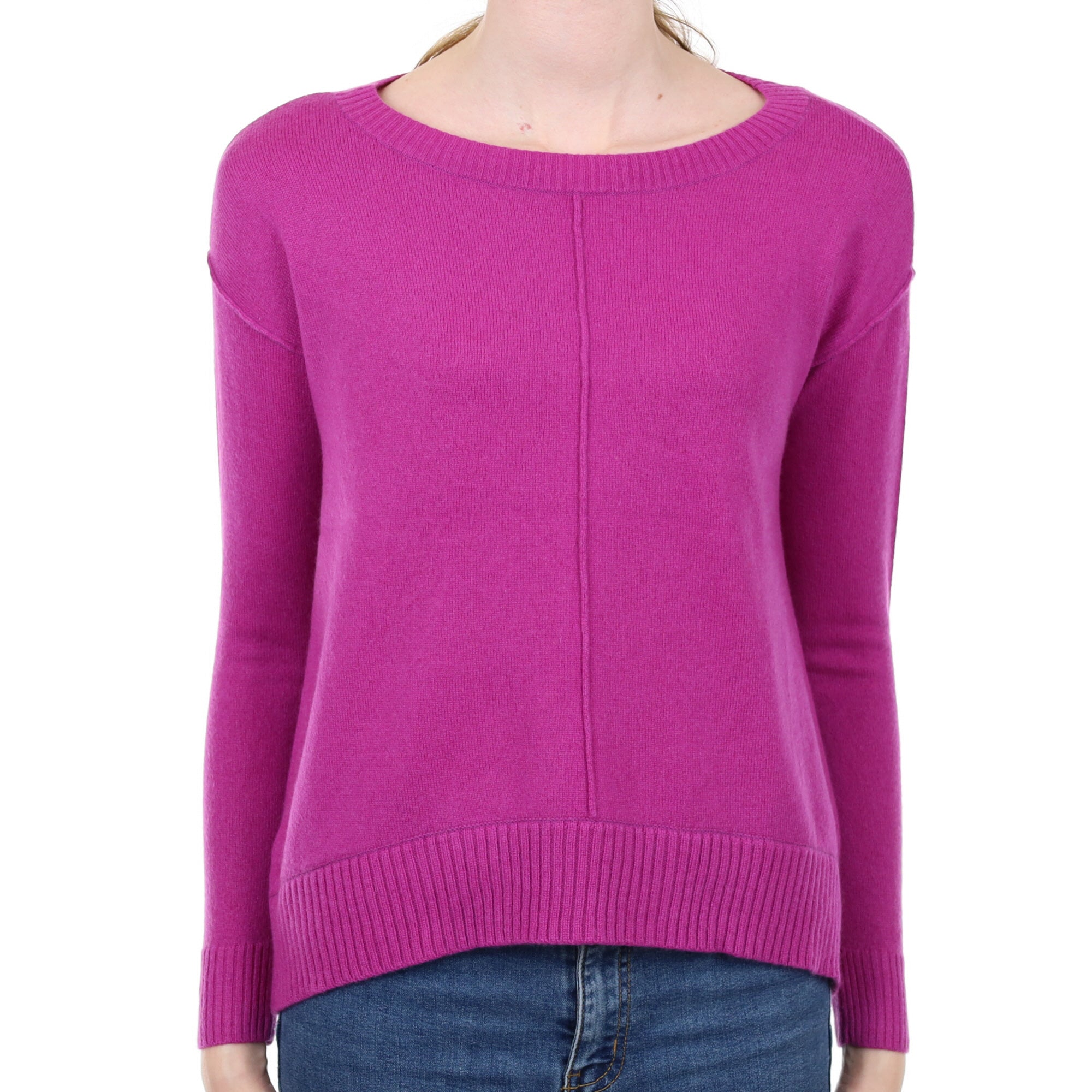 Loganberry Purple Cashmere Crew Neck Jumper Extra Small