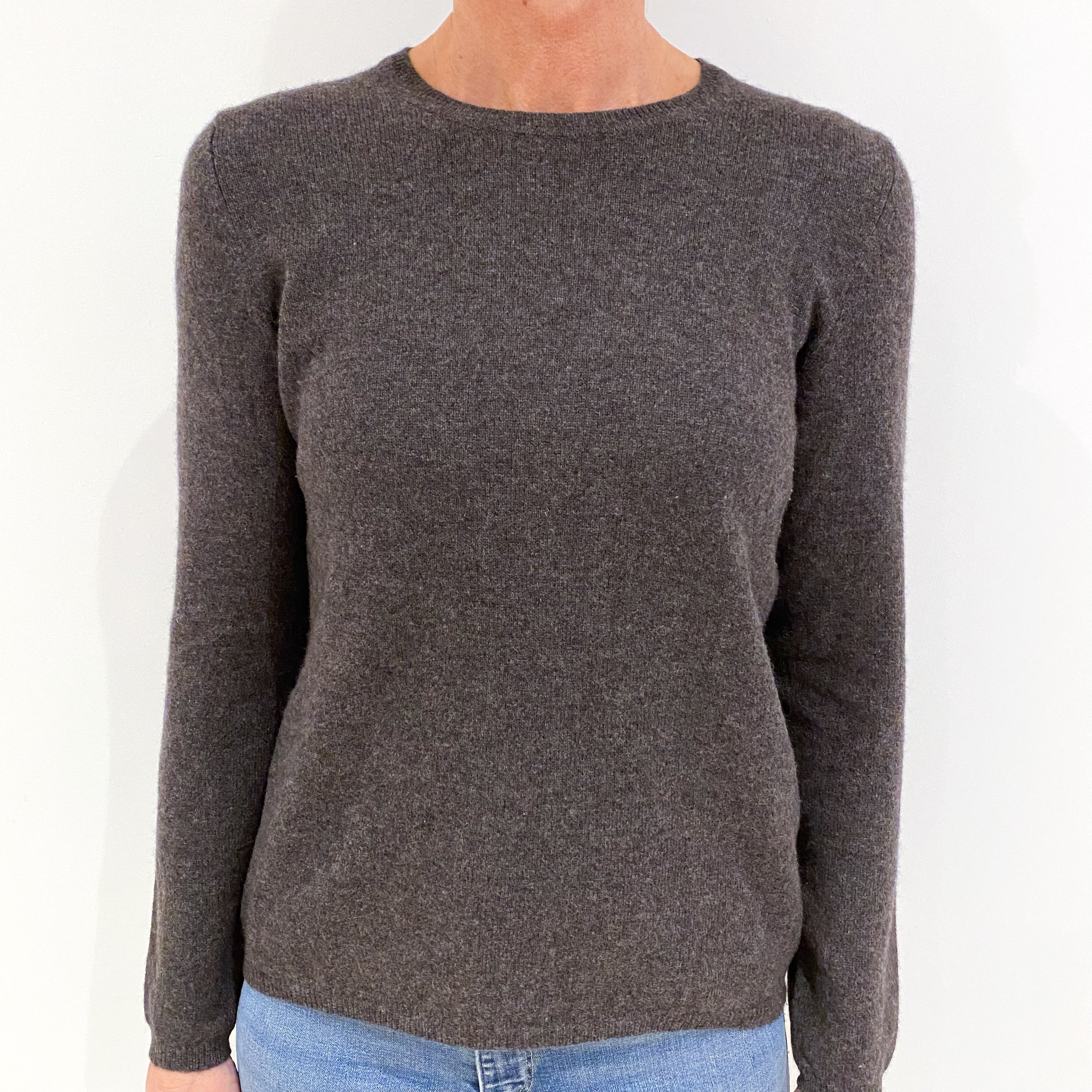 Slate Grey Cashmere Crew Neck Jumper Small