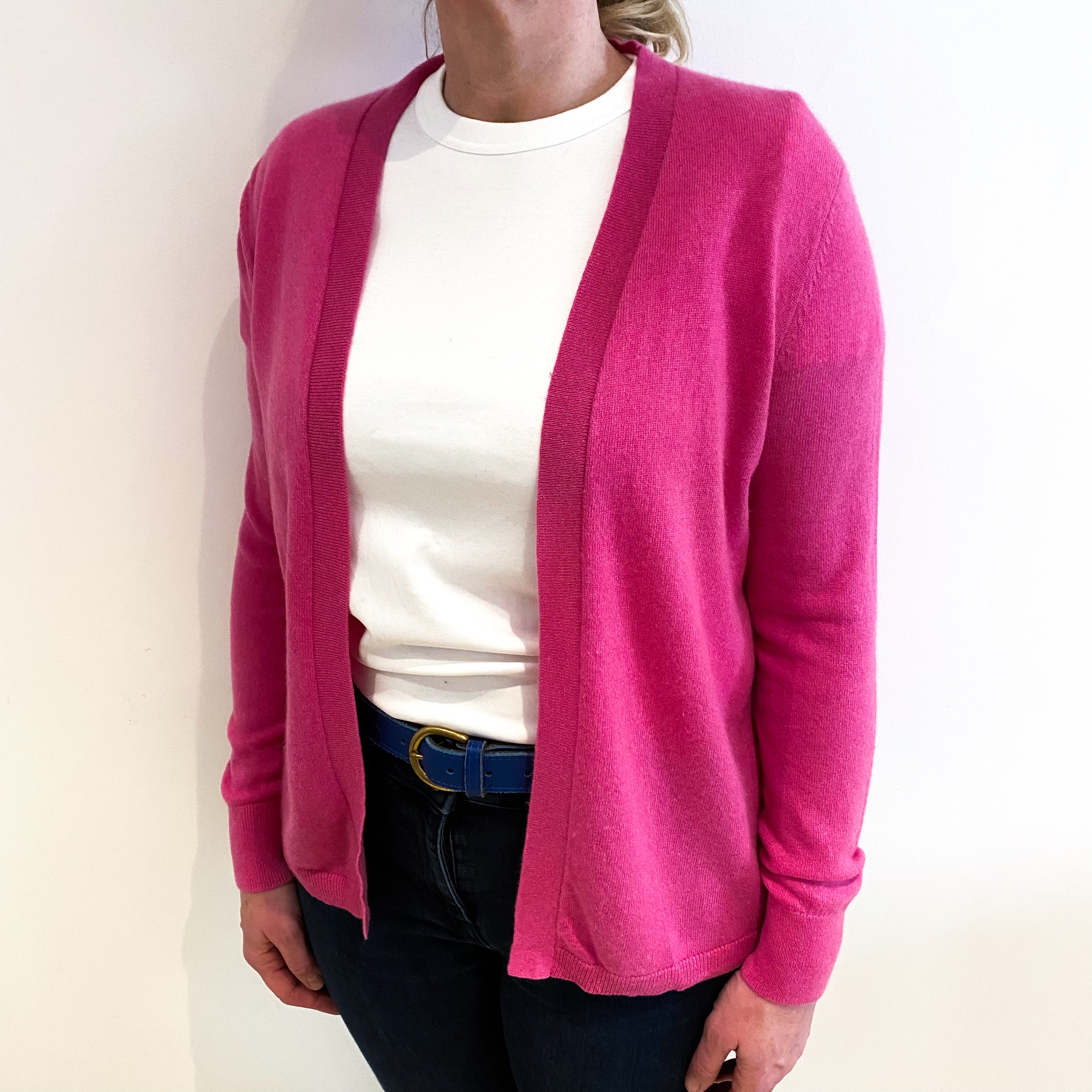 Tulip Pink Cashmere Edge To Edge Cardigan Large