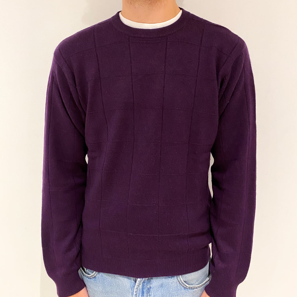 Men's Grape Cashmere Crew Neck Jumper Large