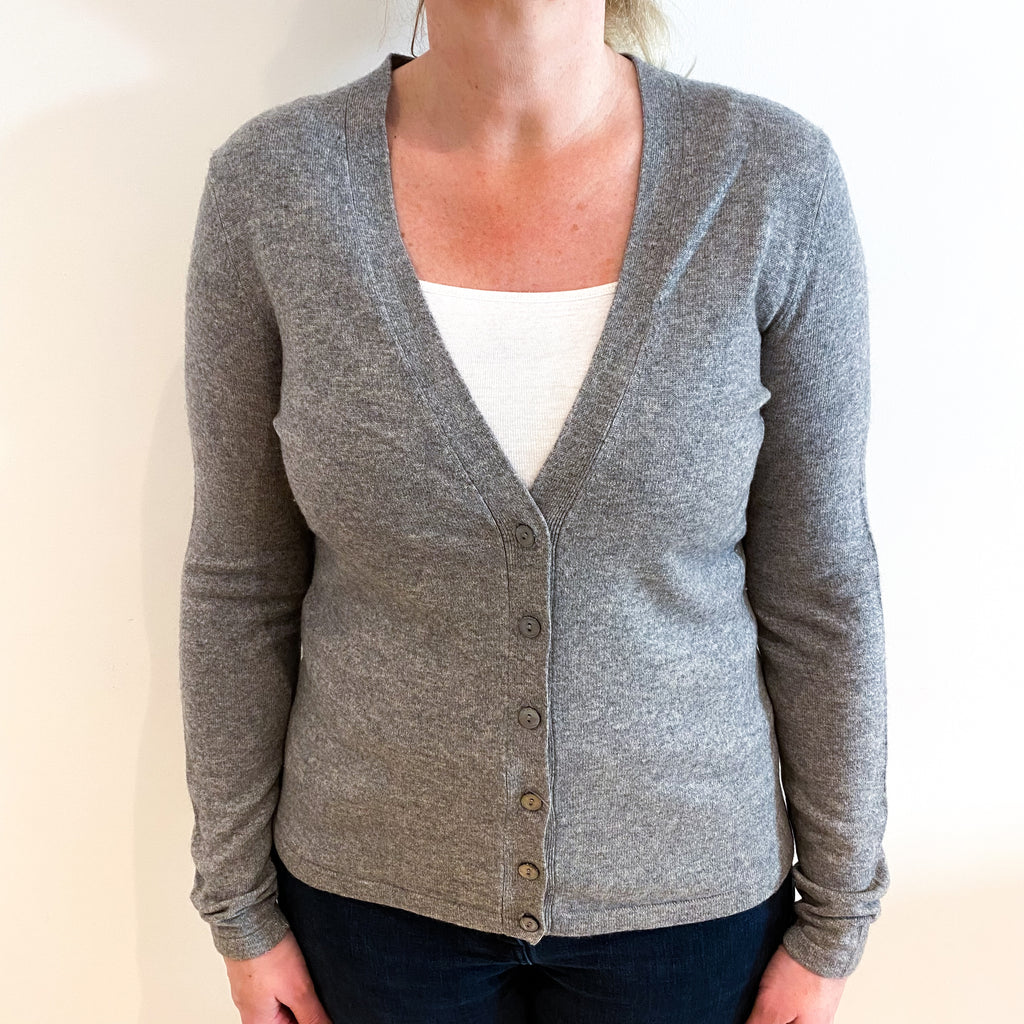 Ash Grey Cashmere V Neck Cardigan Large
