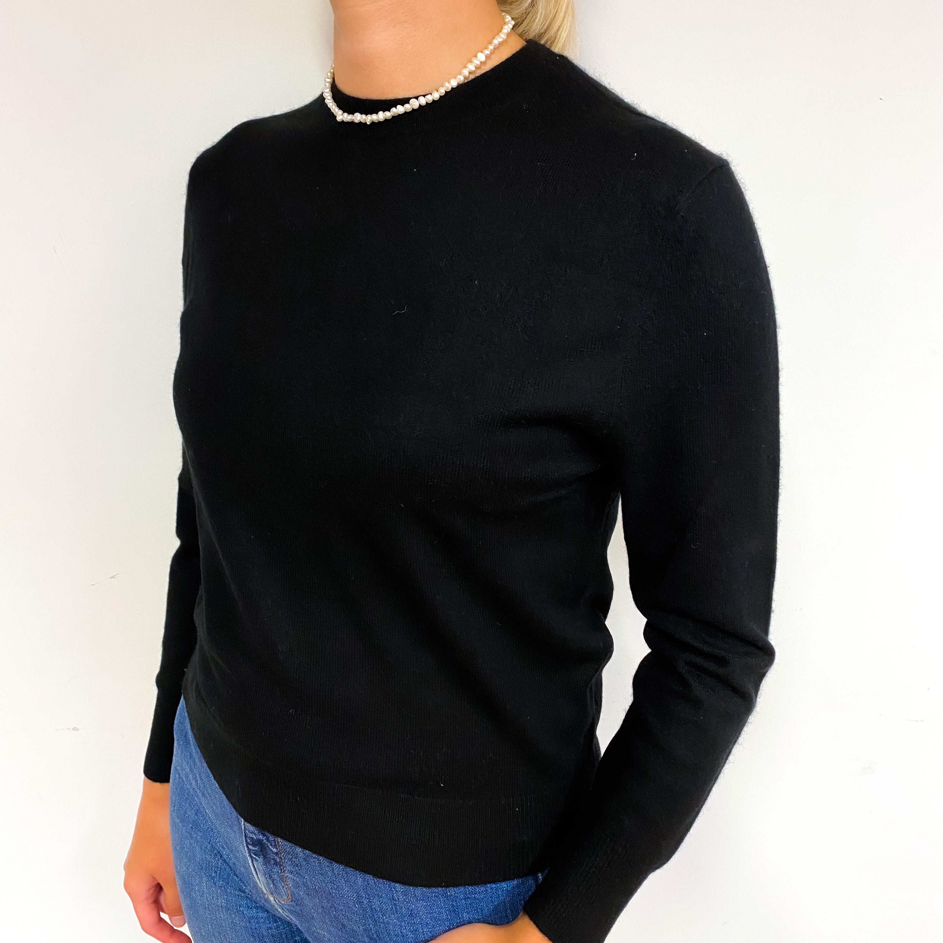 Black Cashmere Crew Neck Jumper Small