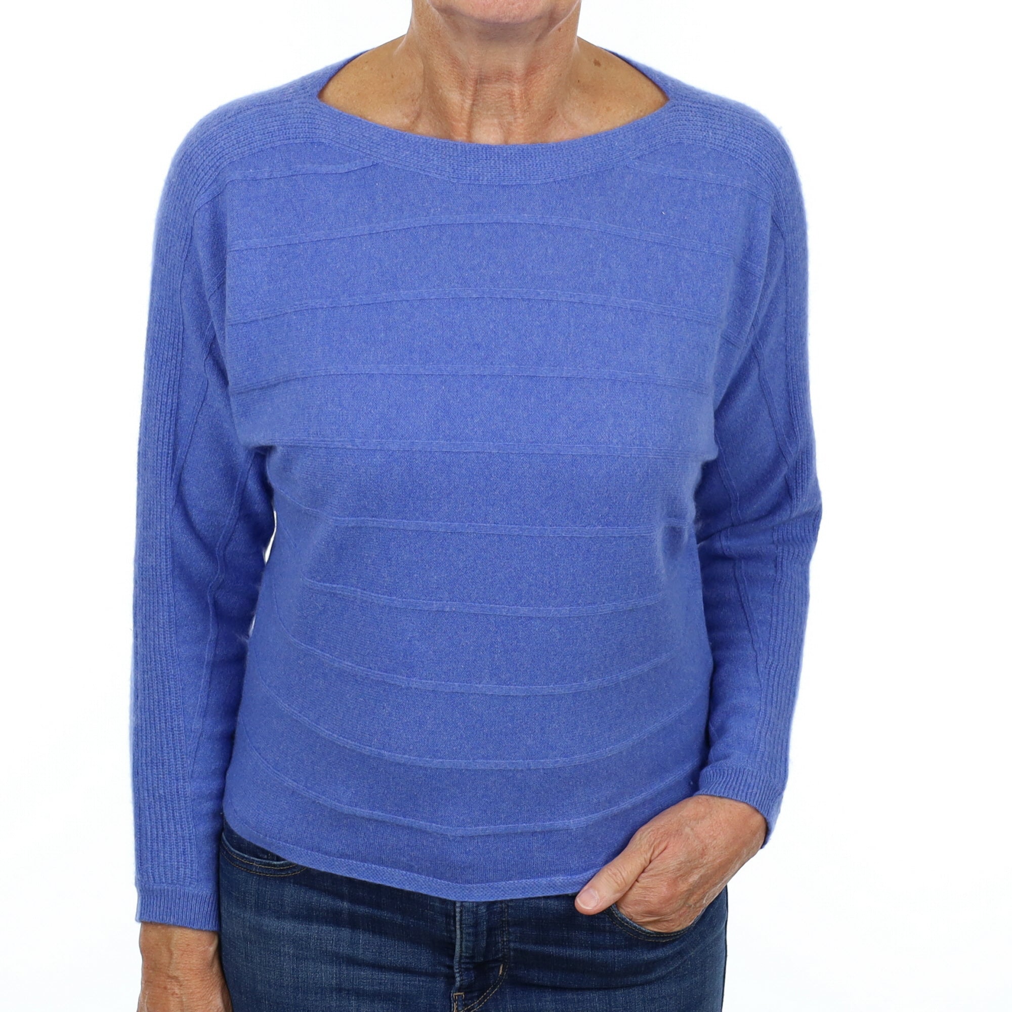 Bluebell Blue Cashmere Crew Neck Jumper Medium