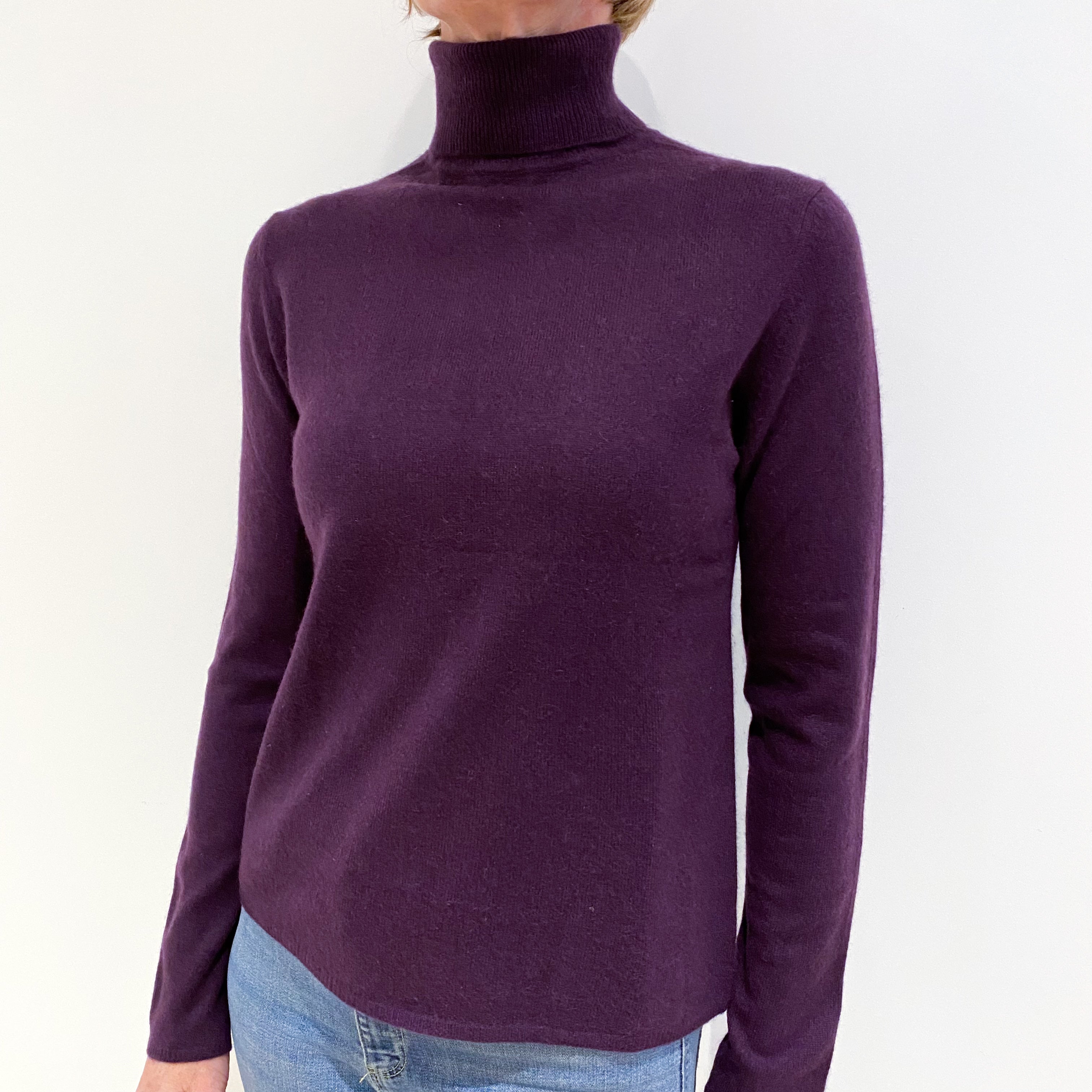 Iris Purple Cashmere Polo Neck Jumper Small