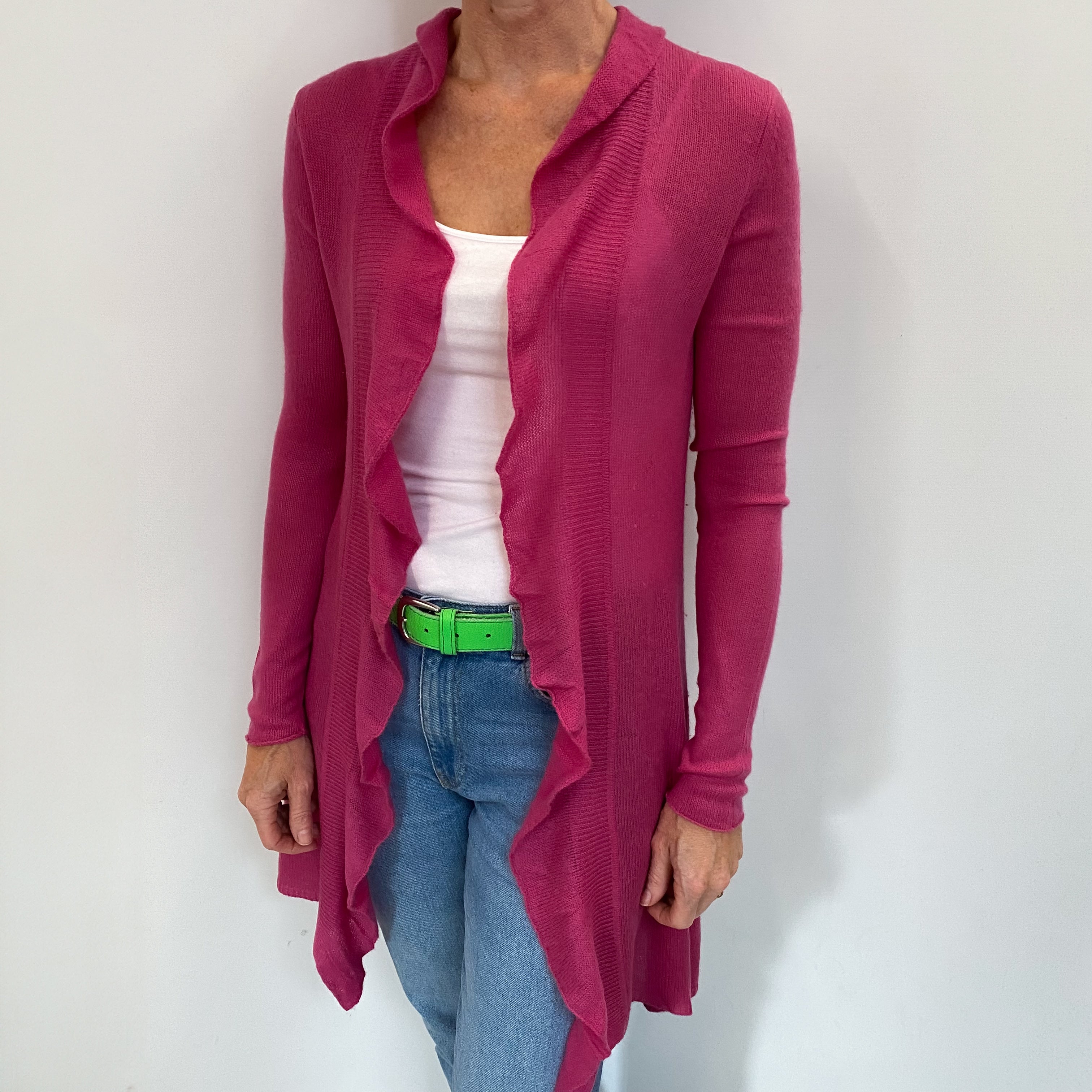 Rose Pink Cashmere Edge To Edge Cardigan Small