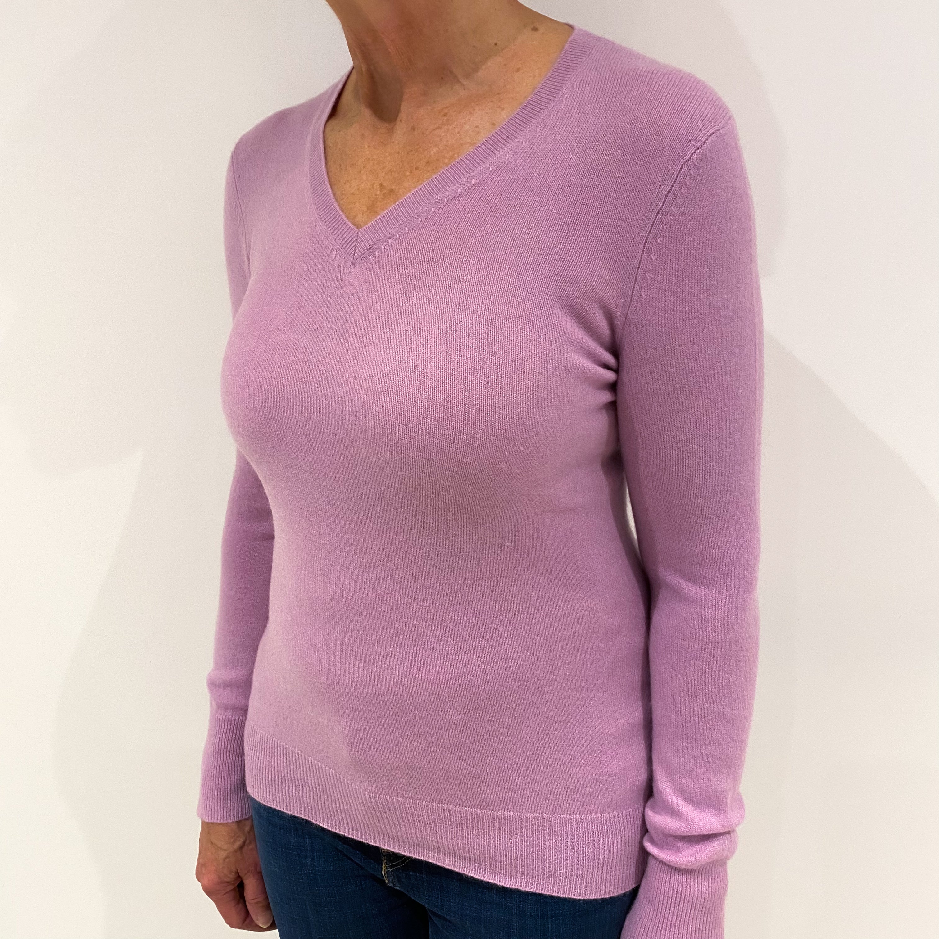 Periwinkle Purple Cashmere V Neck Jumper Medium