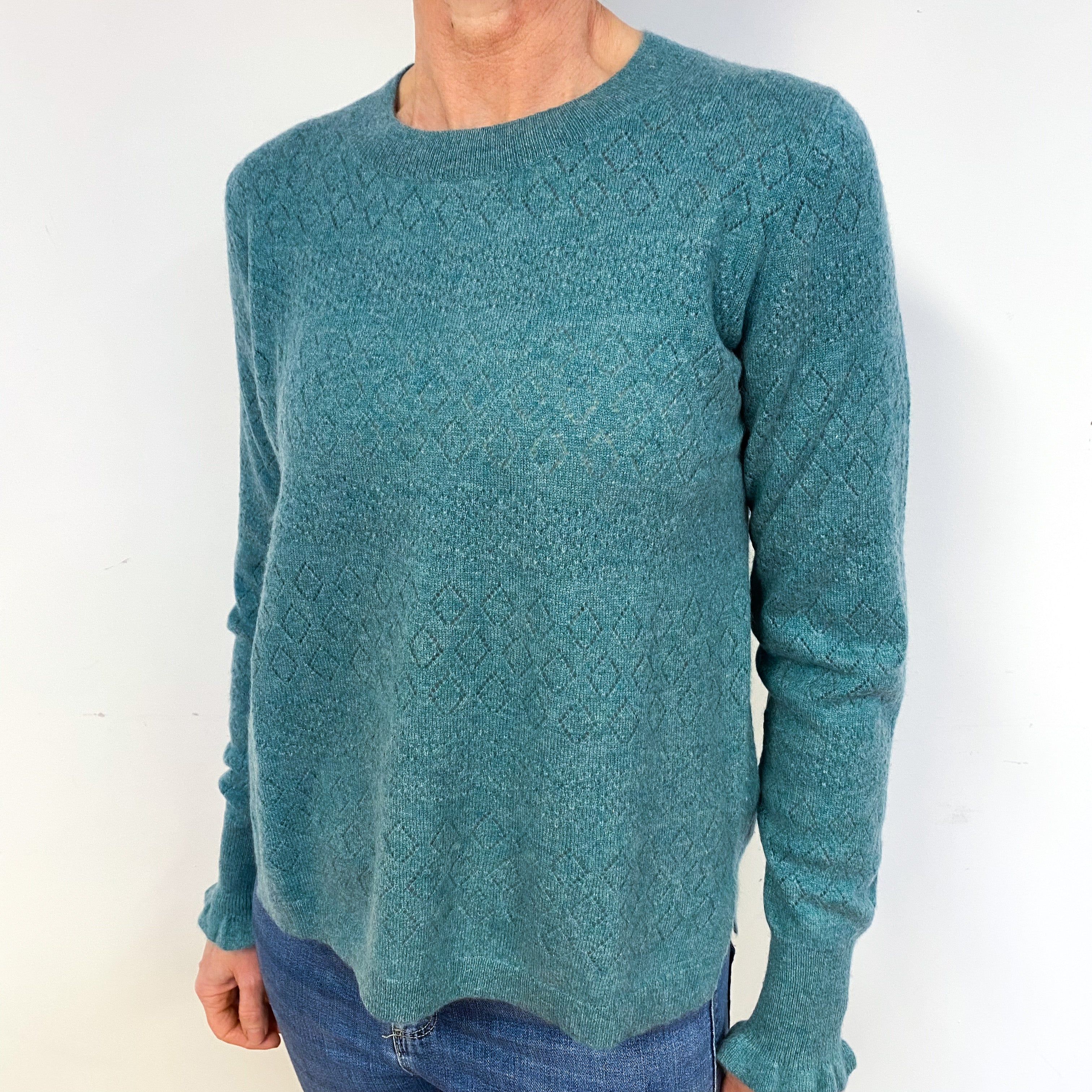 Ocean Green Cashmere Crew Neck Jumper Medium