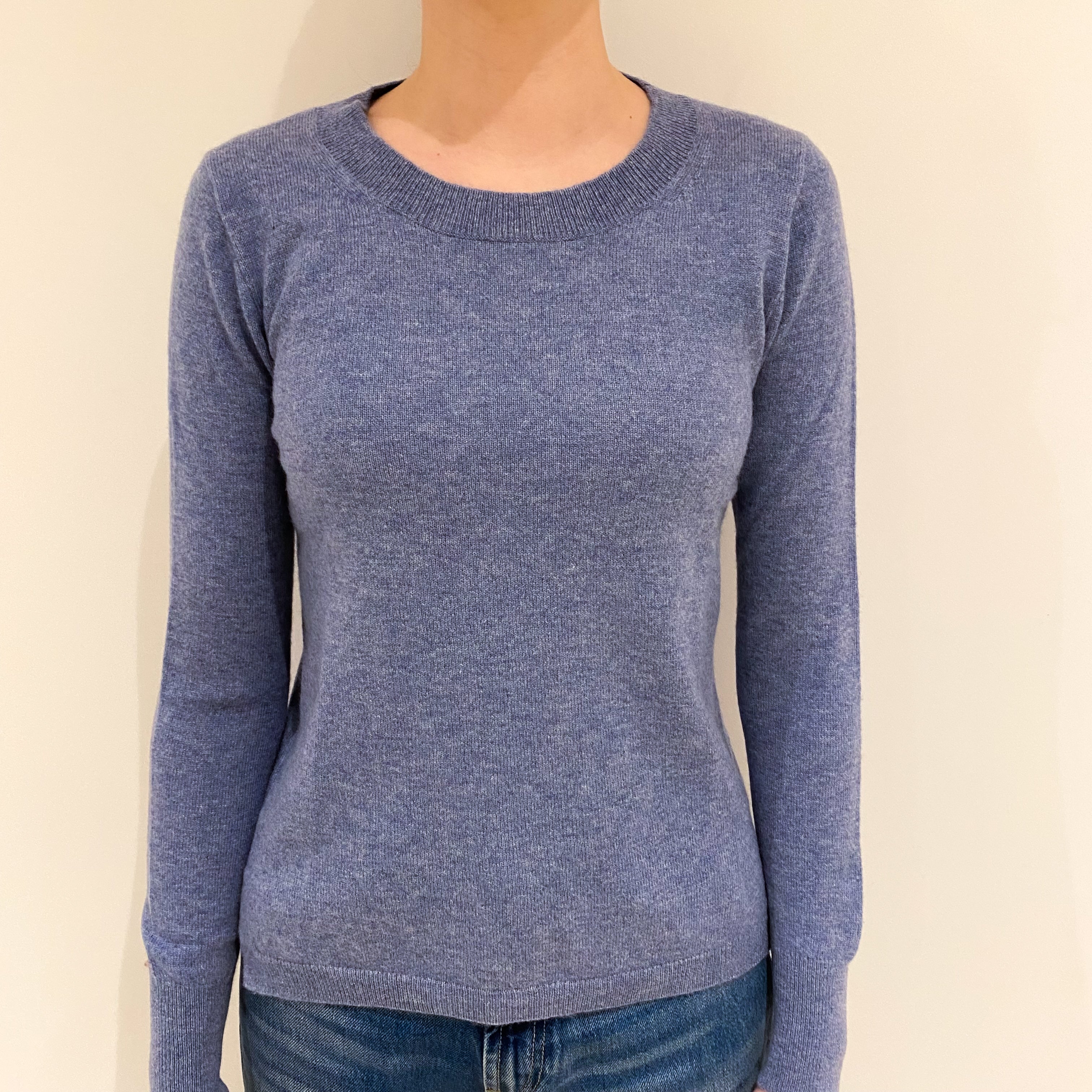 Denim Blue Cashmere Crew Neck Jumper Extra Small