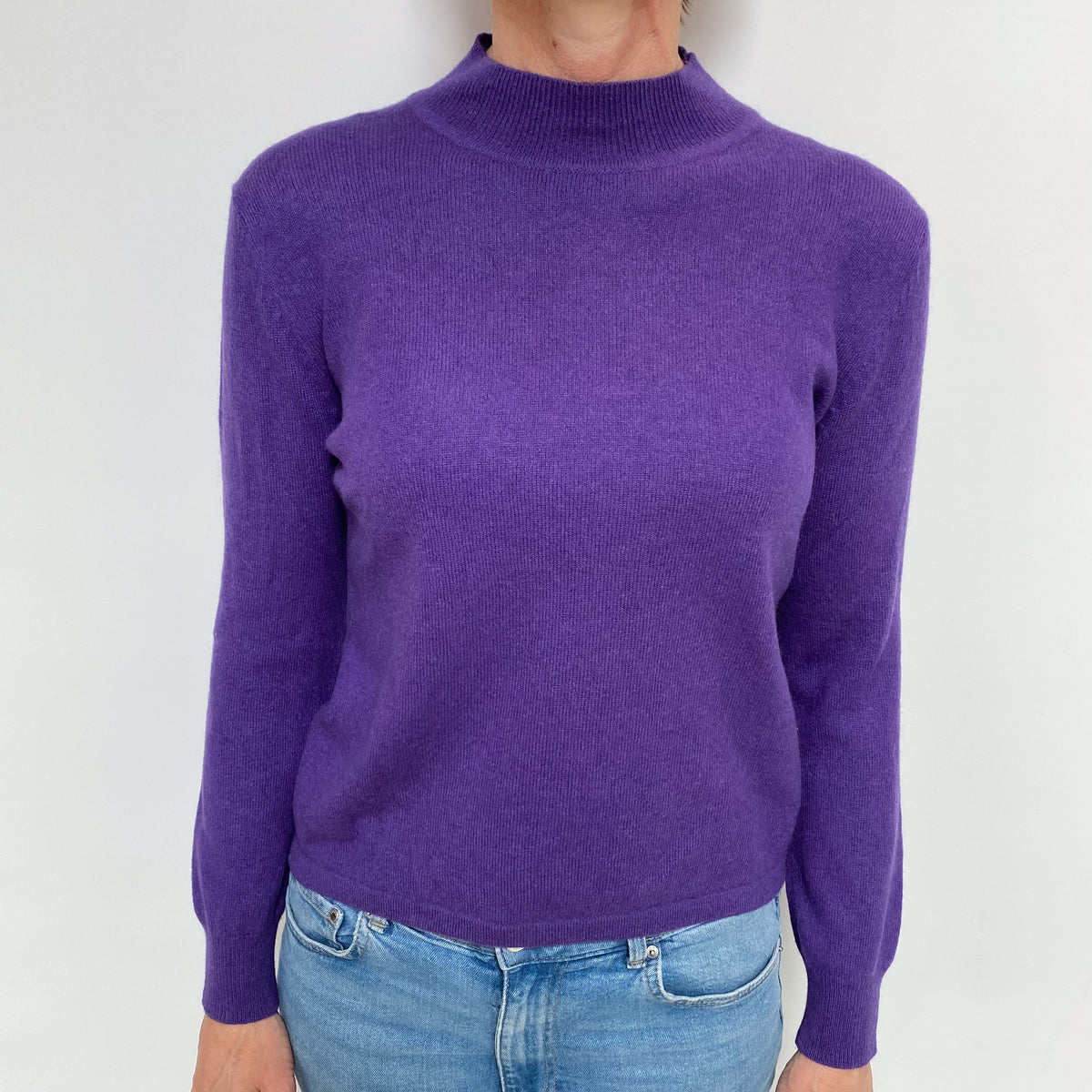 Pansy Purple Cashmere Turtle Neck Jumper Small