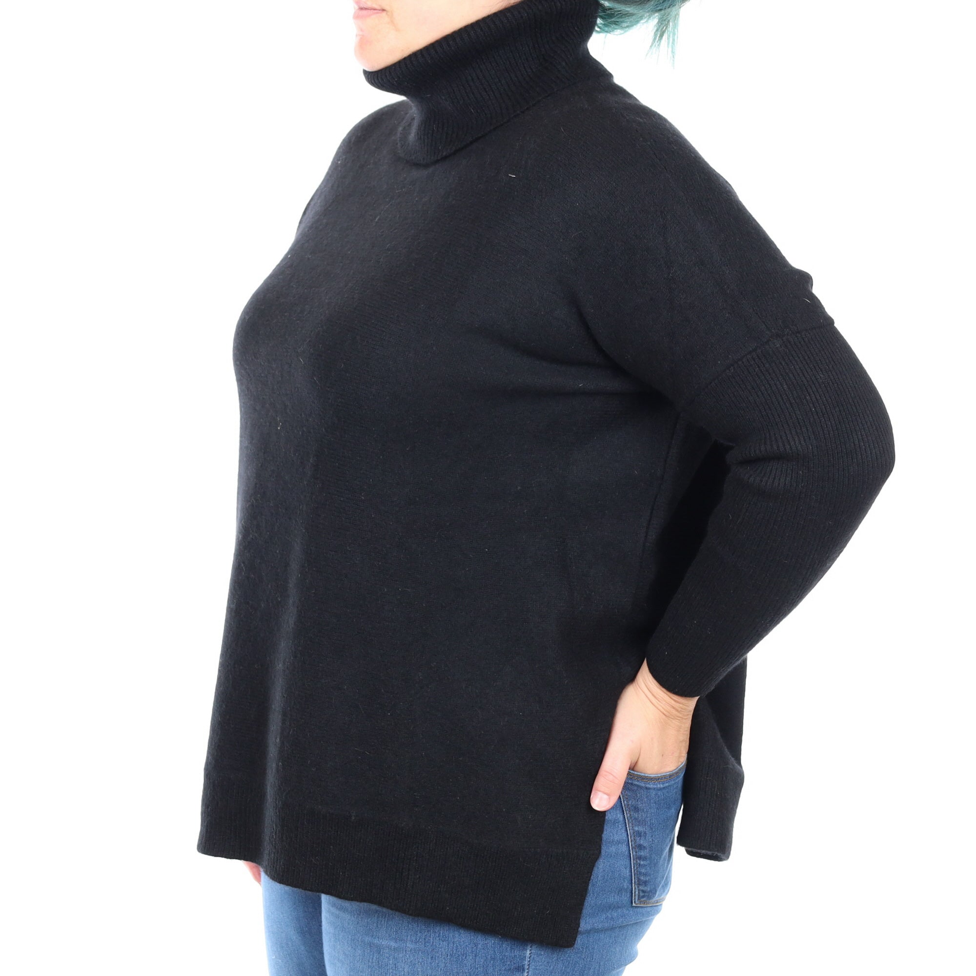 Black Heavy Knit Cashmere Cowl Neck Jumper Large