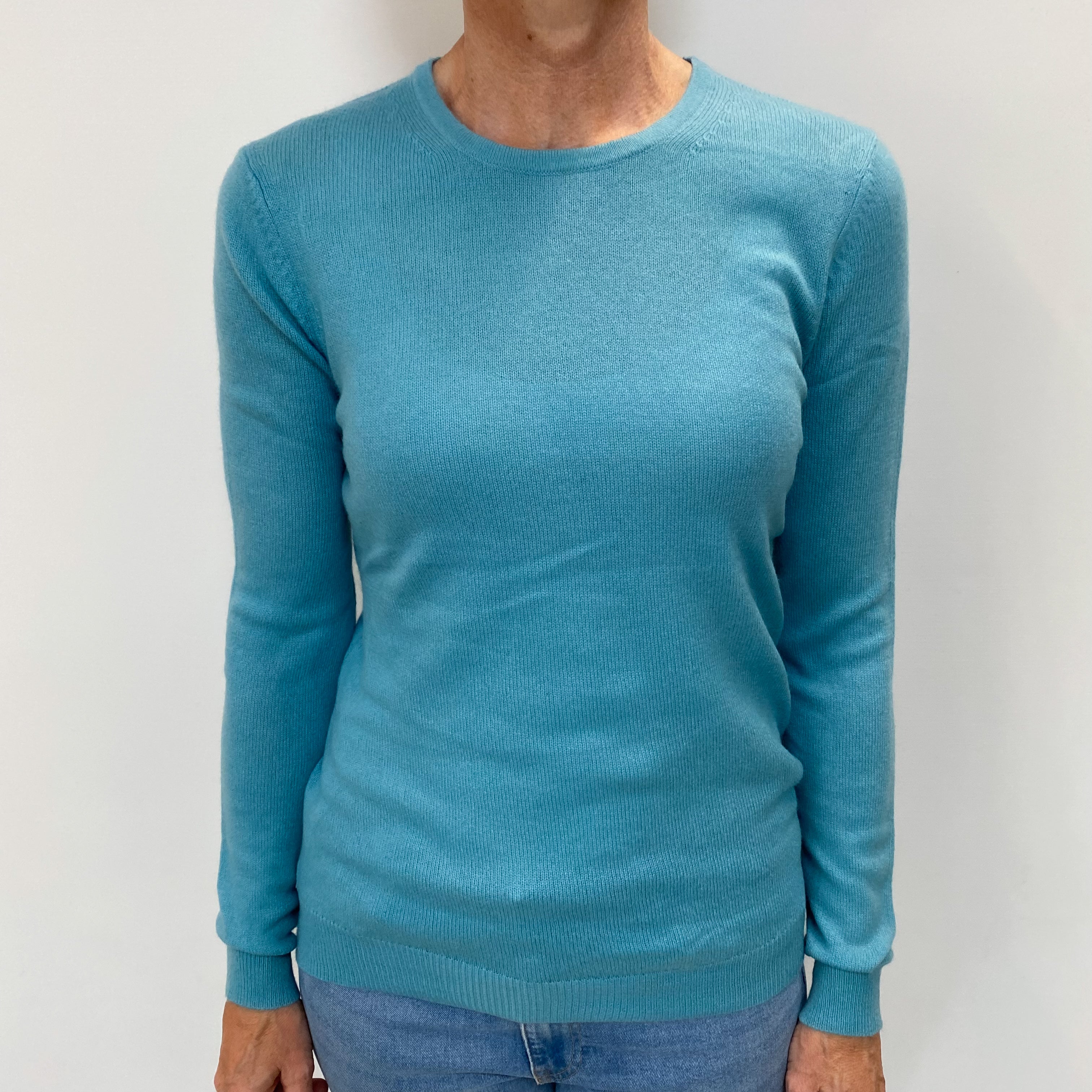 Muted Aqua Cashmere Crew Neck Jumper Small