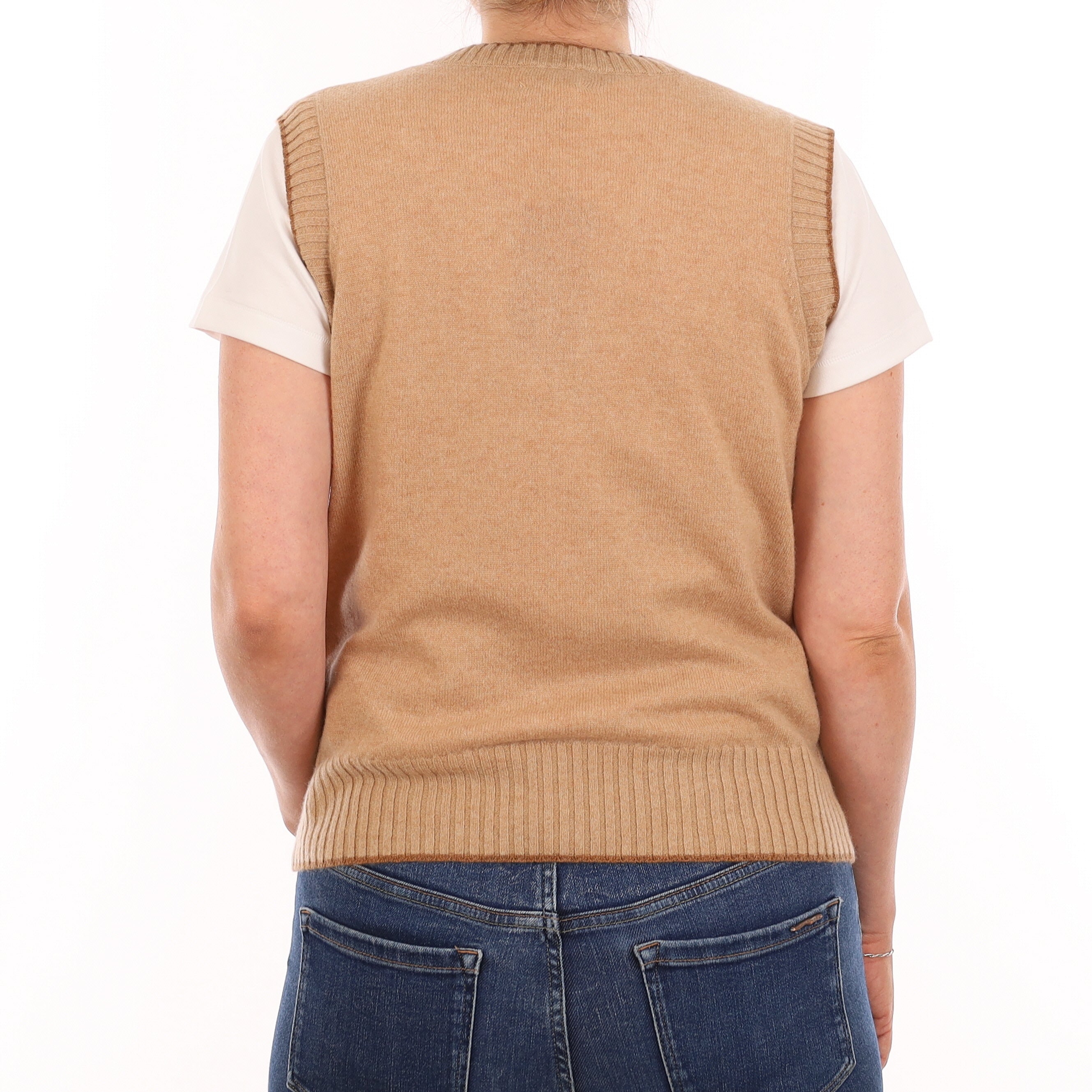Brand New Caramel and Harvest Luxury Cashmere V Neck Tank Top Small UK 8-10