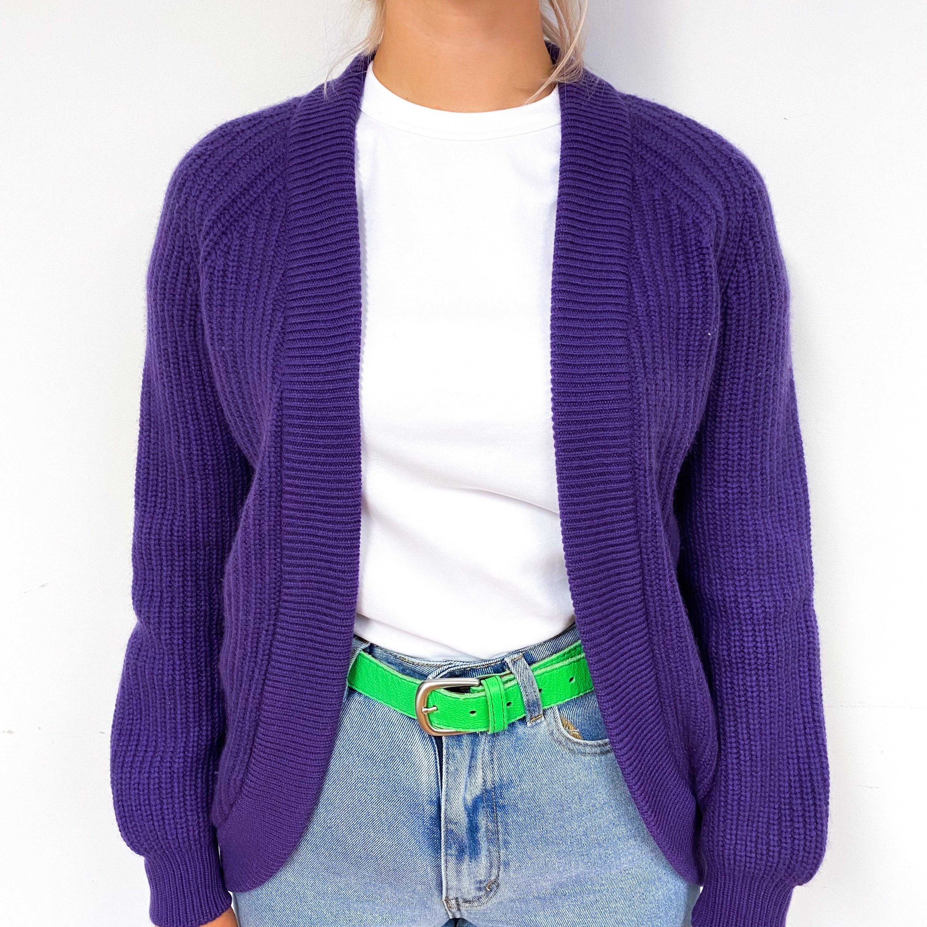 Iris Purple Chunky Cashmere Cardigan Small