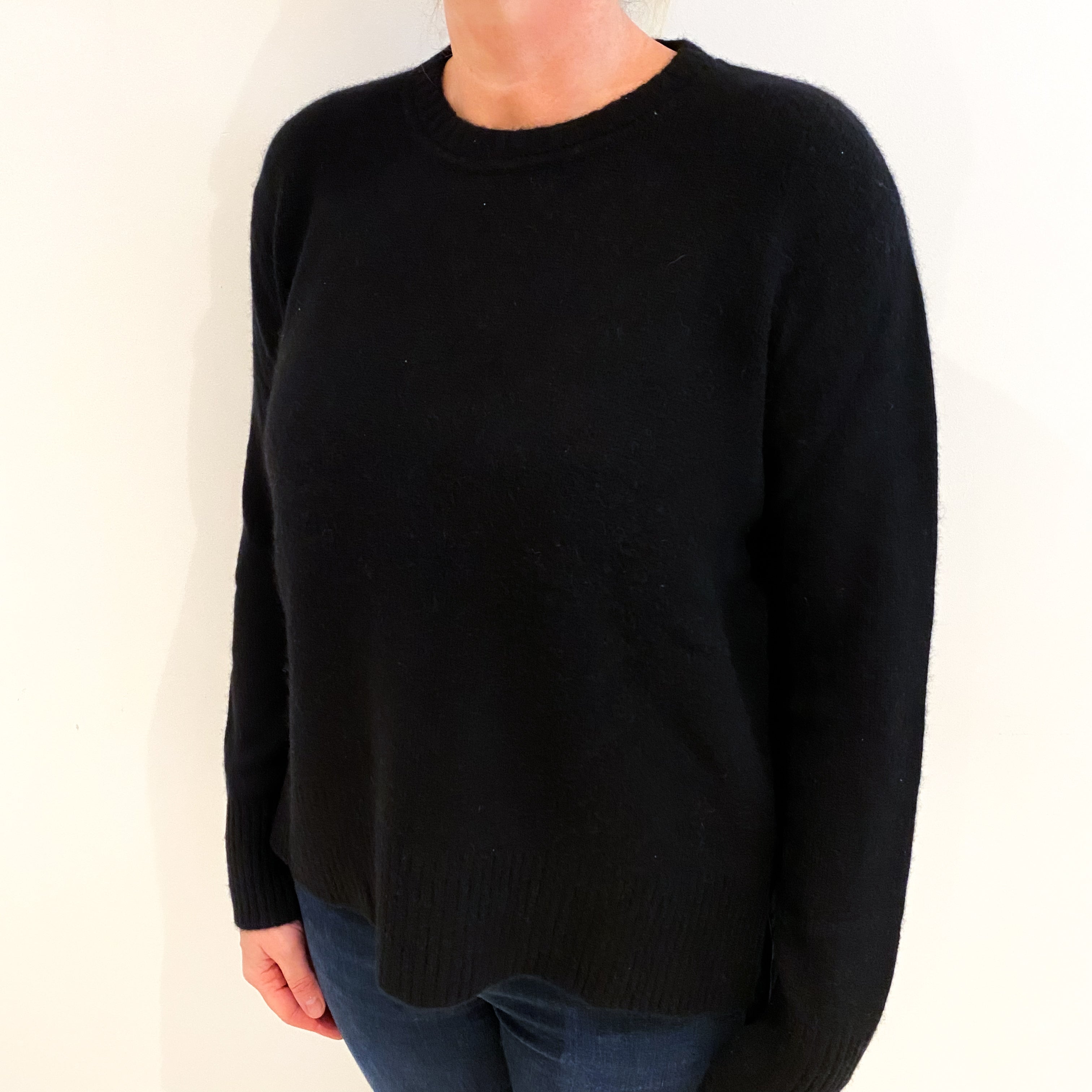 Theory Black Cashmere Crew Neck Jumper Large