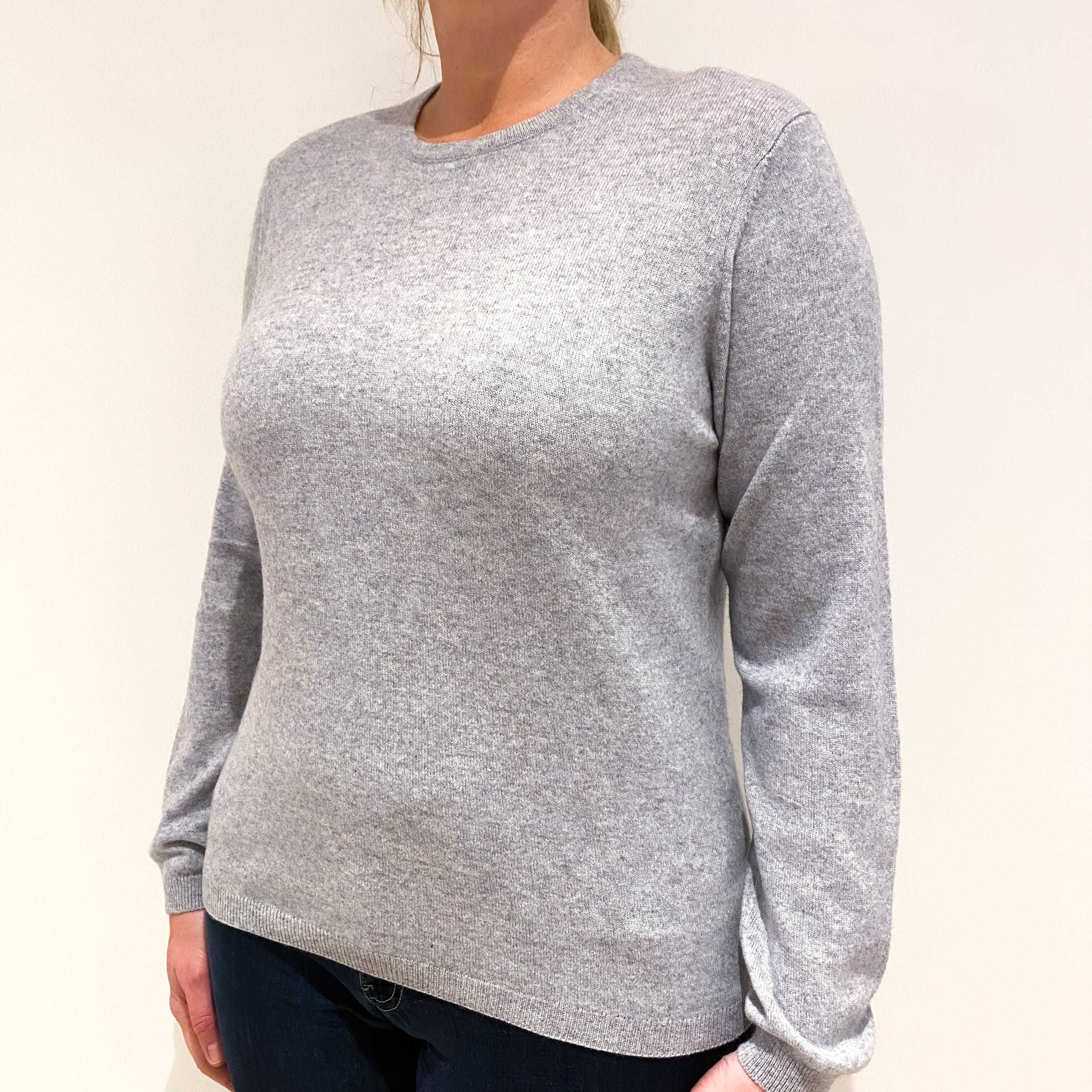Smoke Grey Cashmere Crew Neck Jumper Large