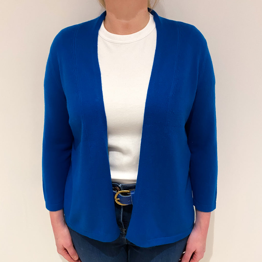Teal Blue Cashmere Edge to Edge Cardigan Large Petite