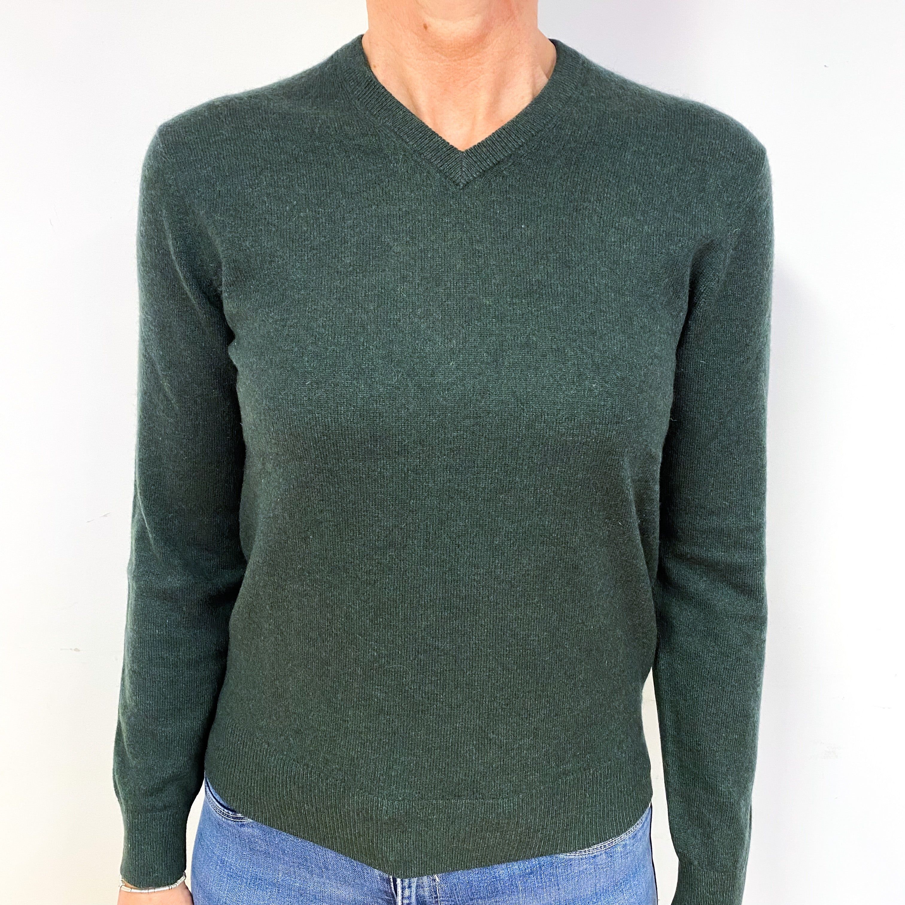 Khaki Cashmere V-Neck Jumper Medium