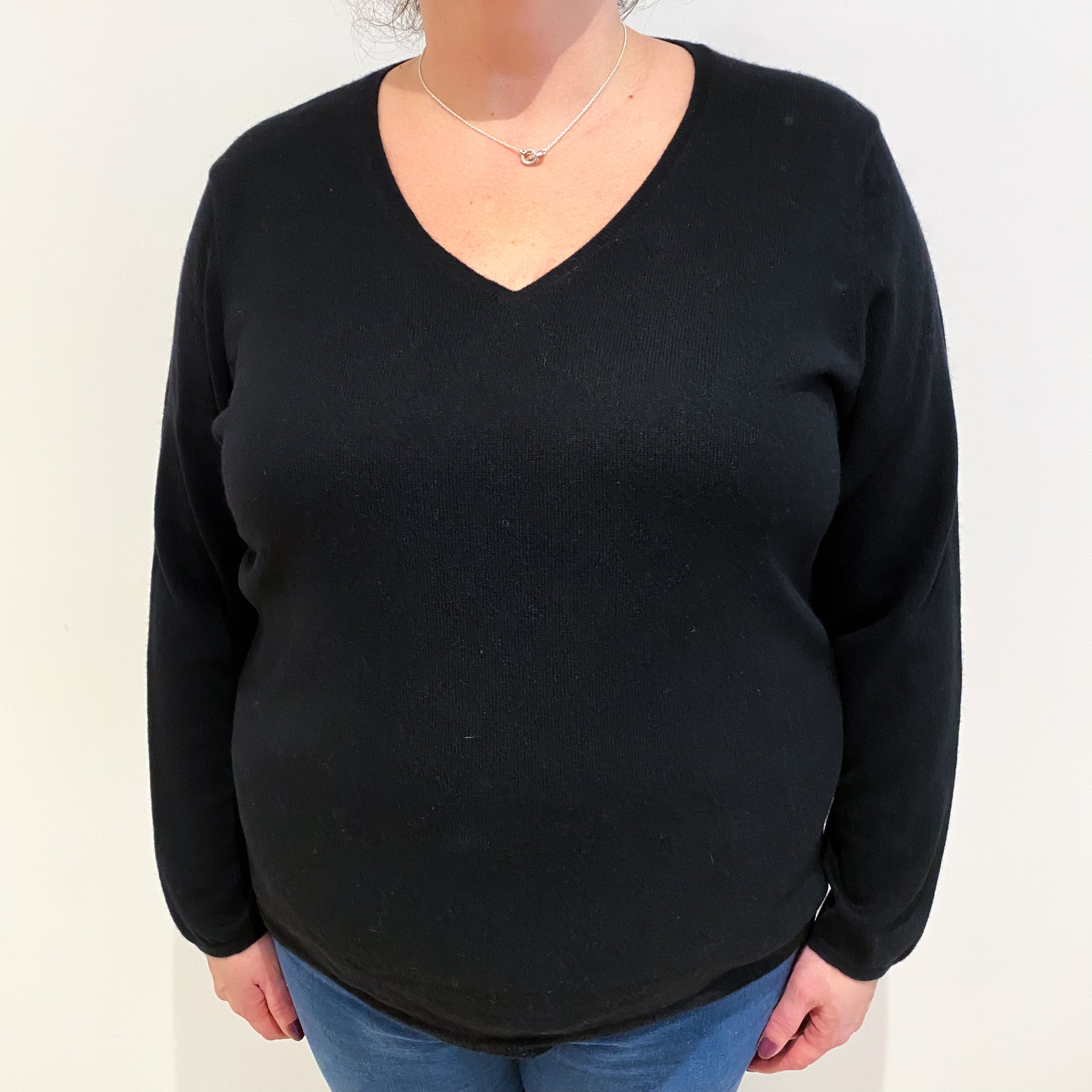 Black Cashmere V Neck Jumper 3 XL