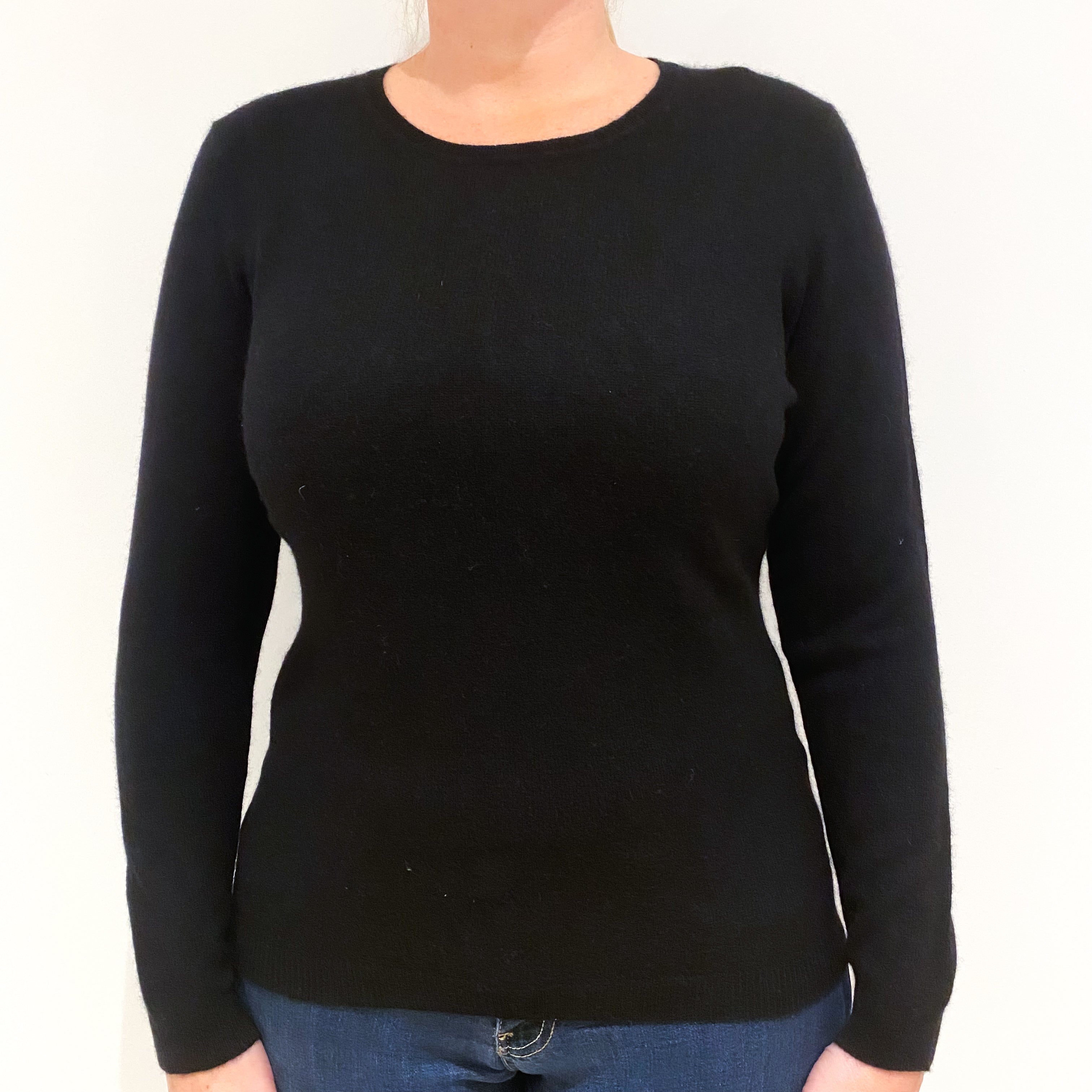 Black Cashmere Crew Neck Jumper Large