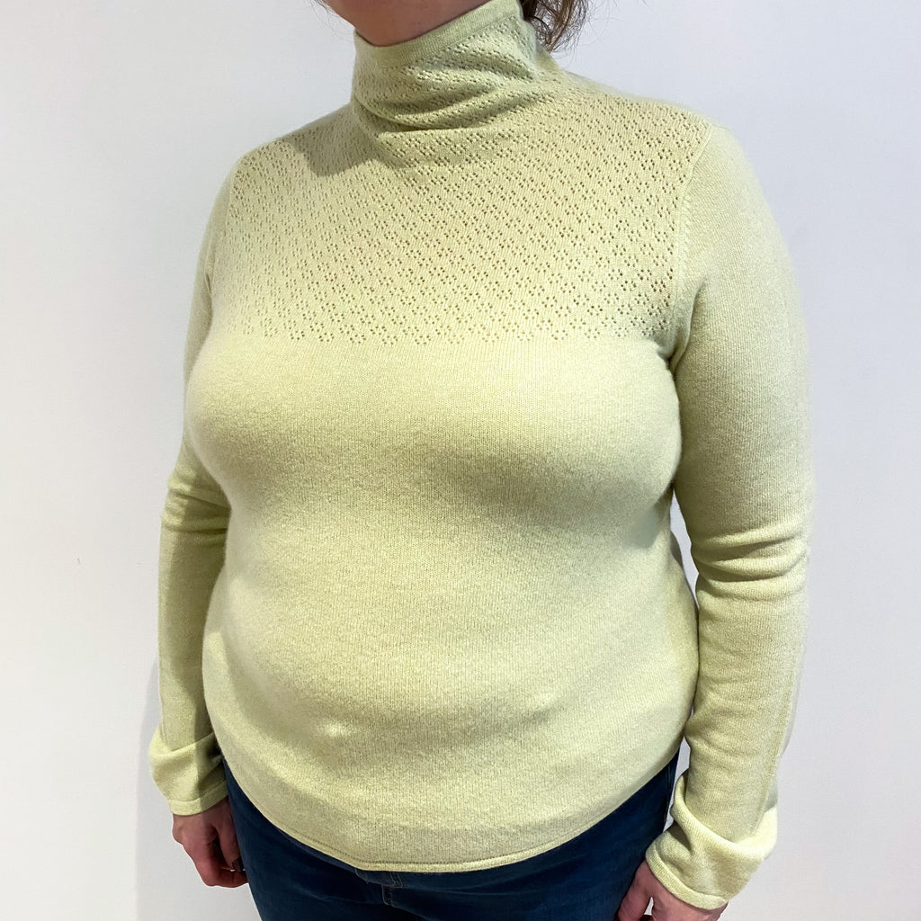 Soft Lime Green Cashmere Turtle Neck Jumper Extra Large