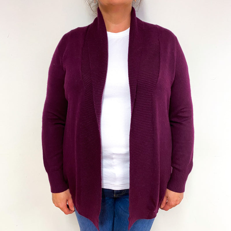 Mulberry Purple Cashmere Edge to Edge Cardigan Extra Large