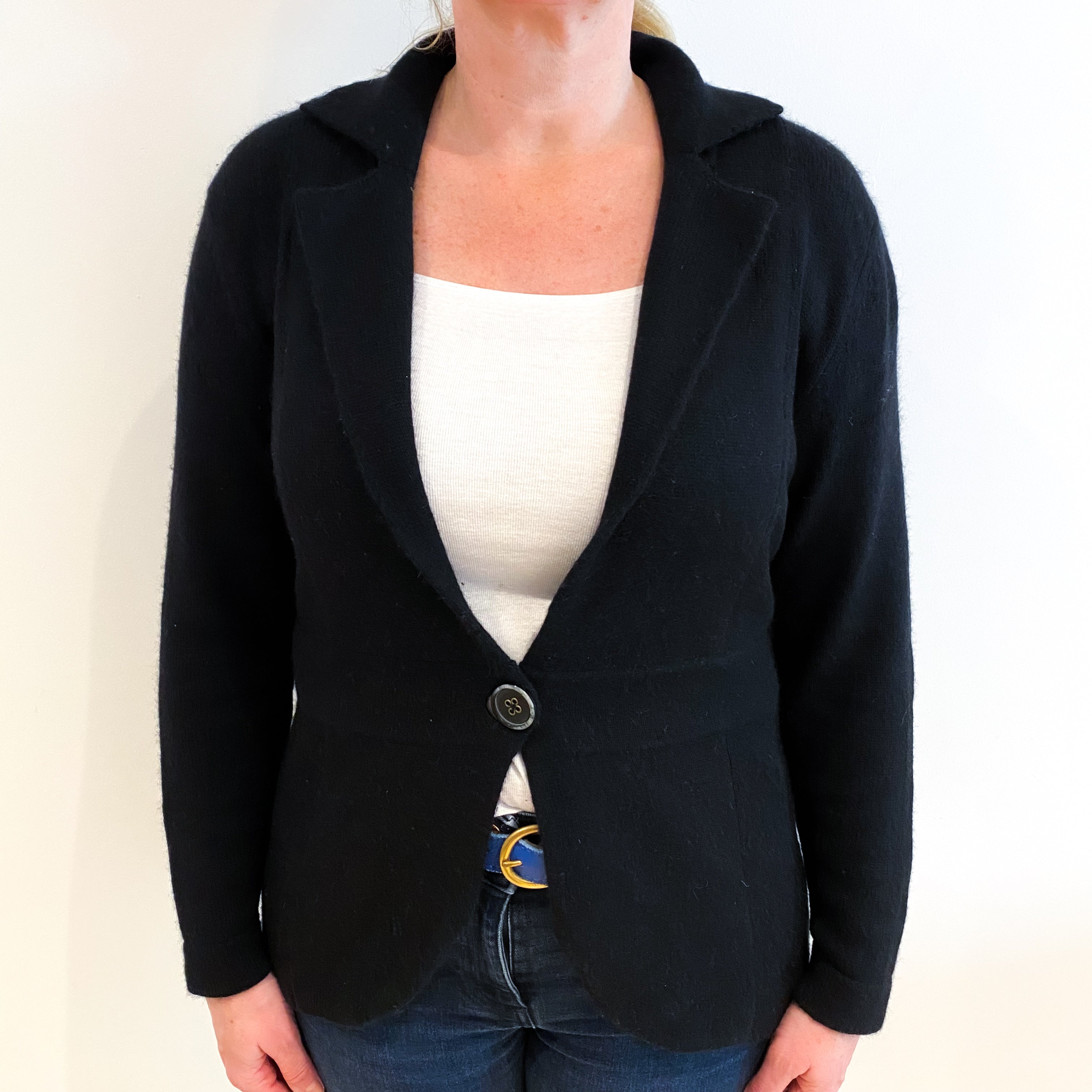 Black Cashmere Collared Jacket Large